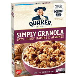 Quaker Simply Granola Breakfast Cereal, Oats Honey Raisins & Almonds, 24.1 oz Box — grocery product, view 2