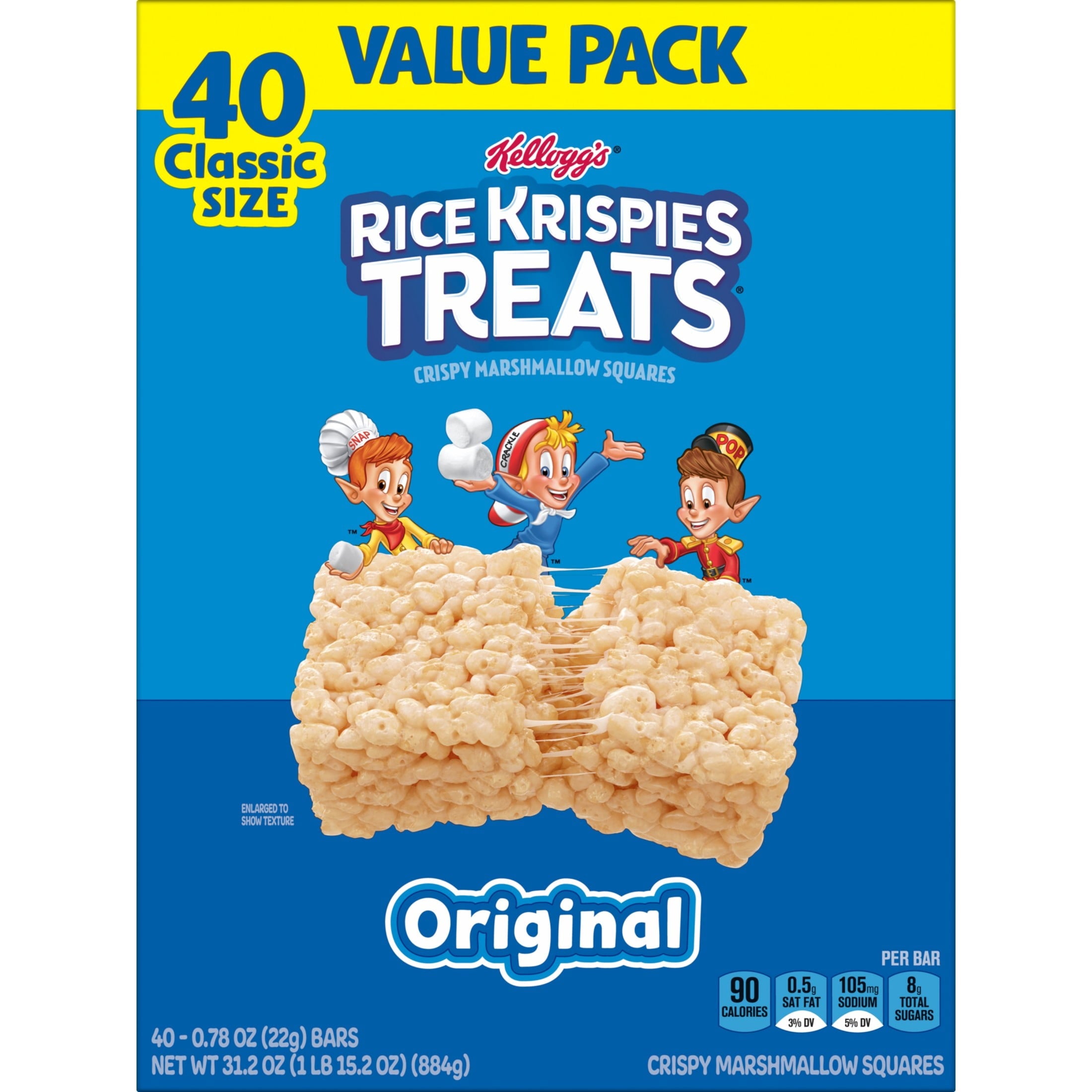 Rice Krispies Treats Original Chewy Crispy Marshmallow Squares, Snacks Value Pack, 31.2 oz — grocery product, view 8