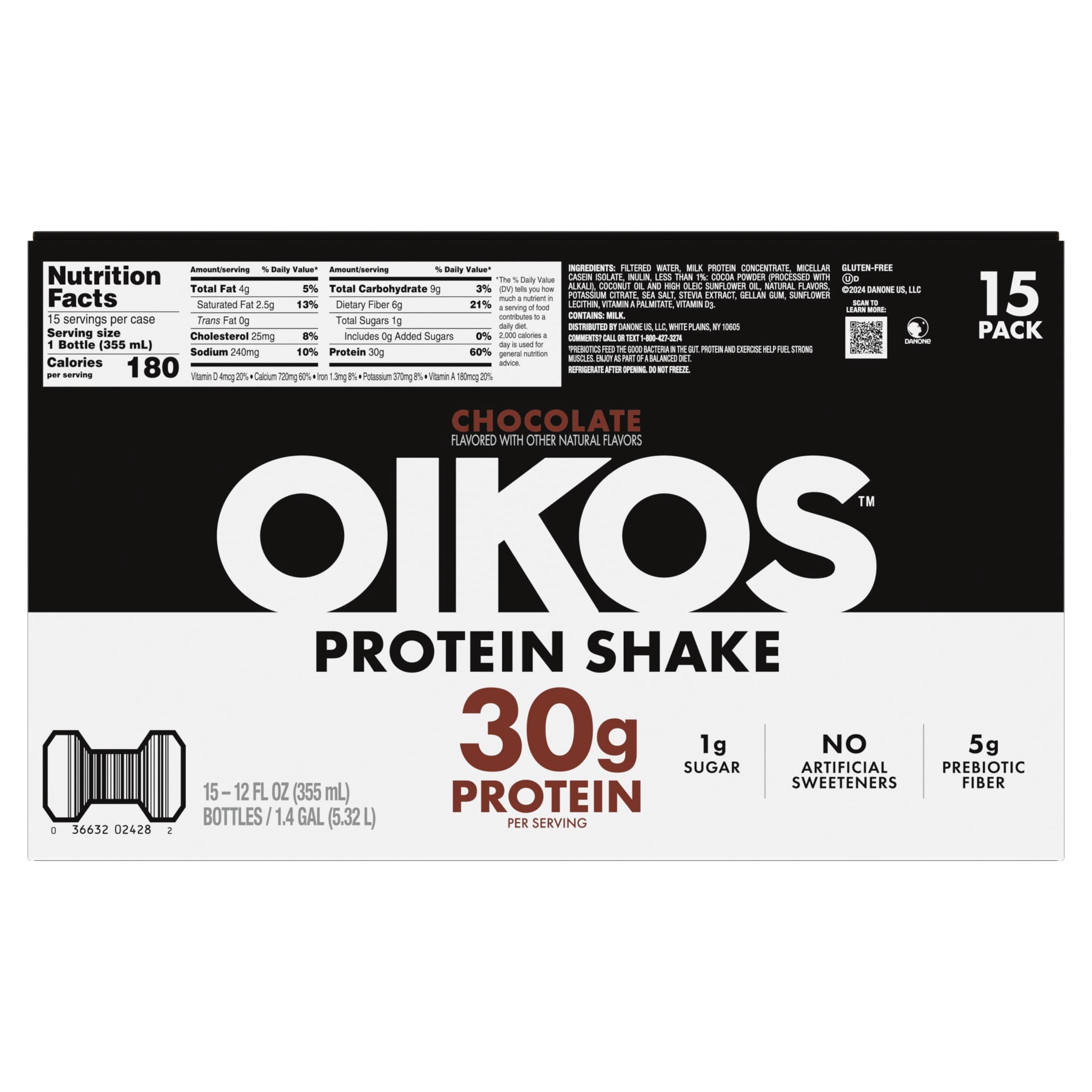 Oikos Protein Shake, Chocolate, 30g Protein, Shelf Stable, 12 Fl Oz Bottle, 15 Count — sports nutrition product, view 13