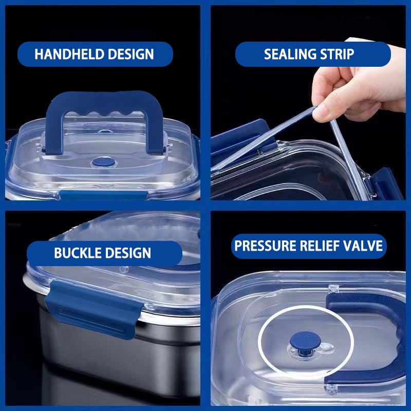 2/4/6/8/10 PCS Extra-Large Stainless Steel Food Storage Containers With Blue Lids - image 4 of 6