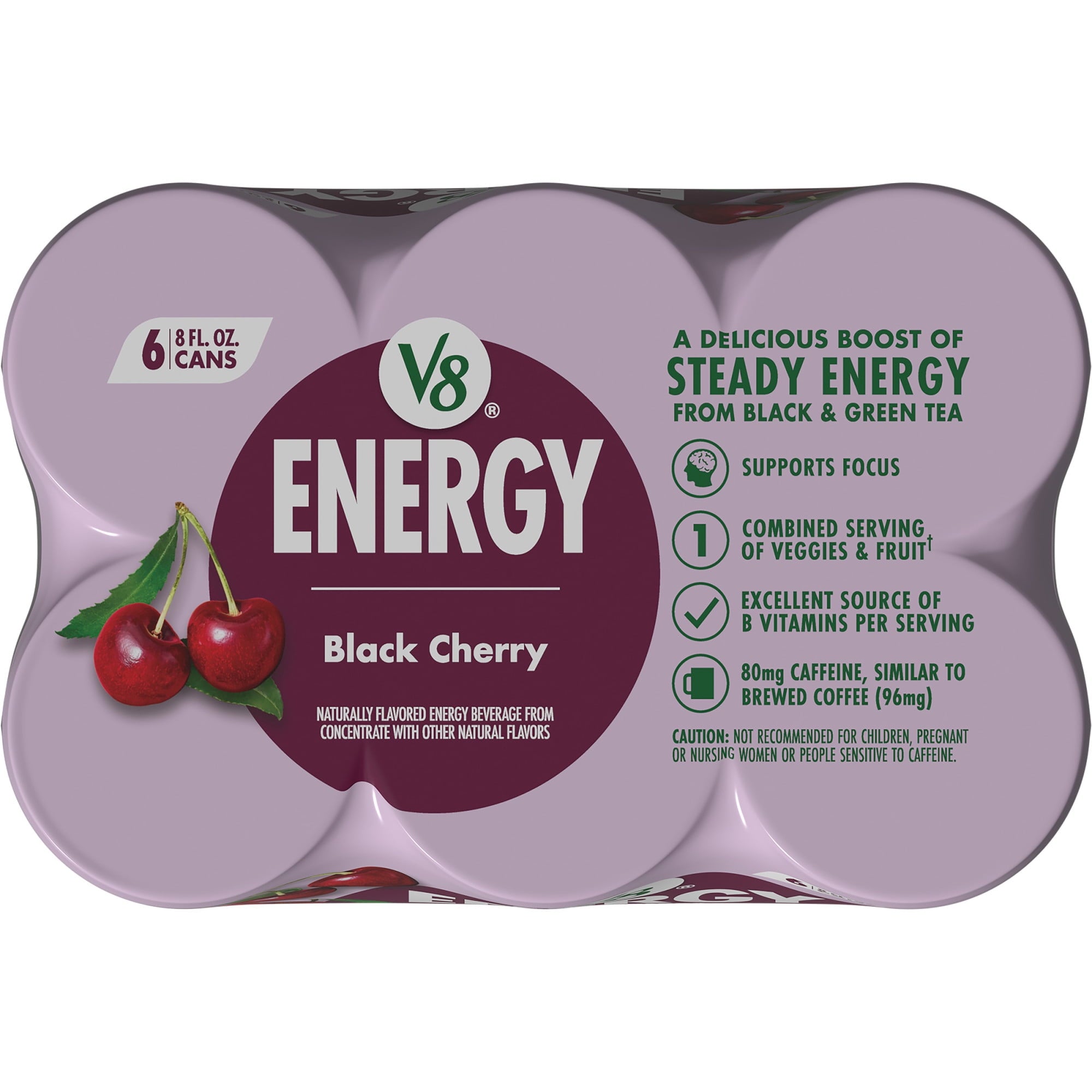 V8 Juice (4 pack) V8 Energy Black Cherry Energy Drink, 8 fl oz Can, 24 Pack — coffee and drinks product, view 13