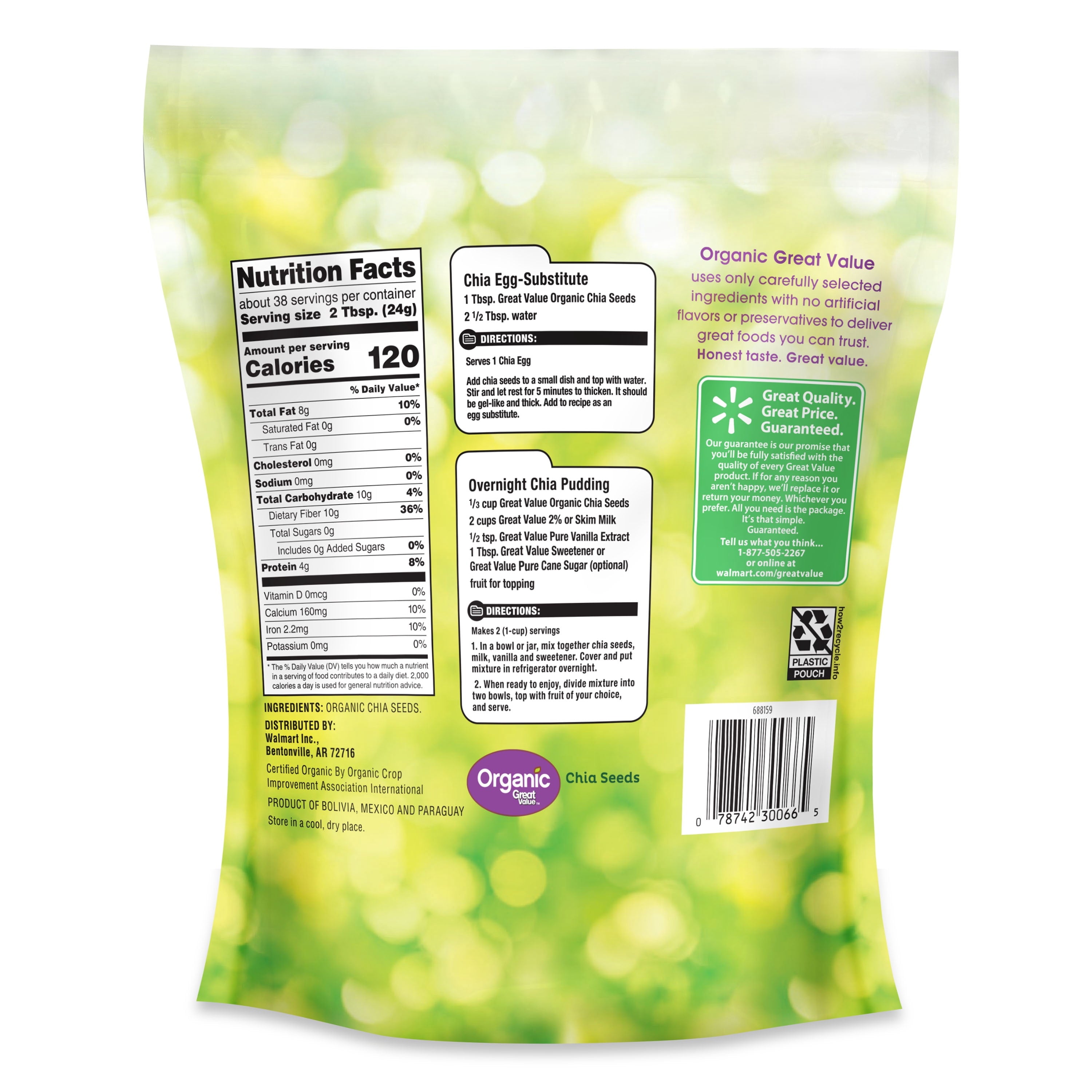 Great Value Organic Chia Seeds, 32 oz — grocery product, view 5