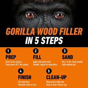 Gorilla All Purpose Wood Filler, Natural Finish, 16 Ounce Tub — home and garden product, view 6