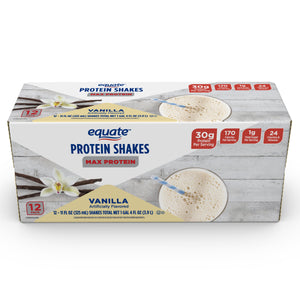 Equate Max Protein Nutrition Shake, Vanilla Flavored, 12 Pack (11 fl oz) — sports nutrition product, view 2