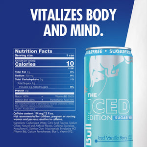 Red Bull Iced Edition Sugarfree Energy Drink, Iced Vanilla Berry, 12 fl. oz. — coffee and drinks product, view 2