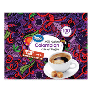 Great Value 100% Arabica Colombian Medium Dark Roast Ground Coffee Pods, 33.1 oz — coffee and drinks product, view 8