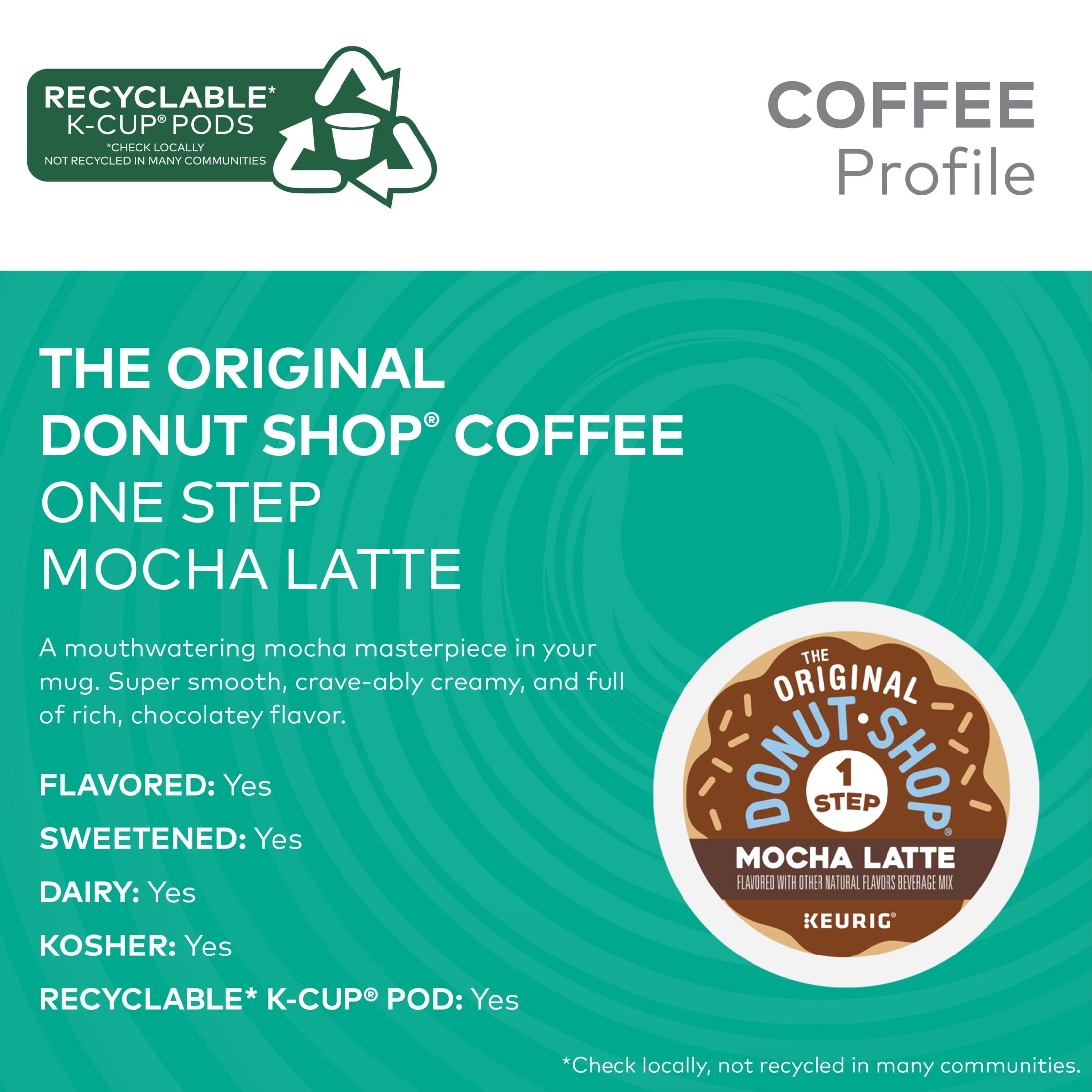 The Original Donut Shop, One Step Mocha Latte Flavored K-Cup Coffee Pods, 10 Count — coffee and drinks product, view 2