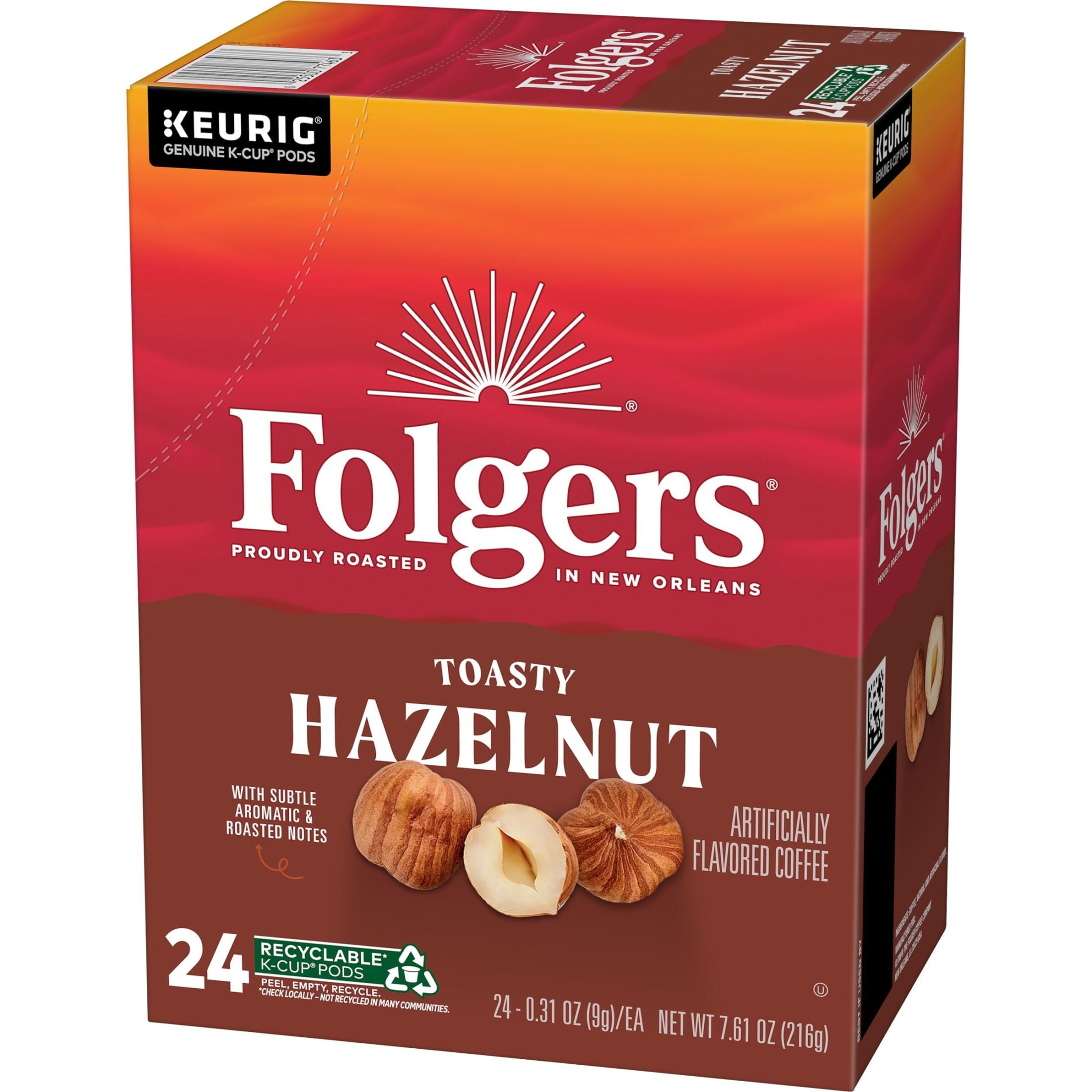 Folgers Toasty Hazelnut Artificially Flavored Coffee, Keurig K Cups, 24 Count Box — coffee and drinks product, view 9