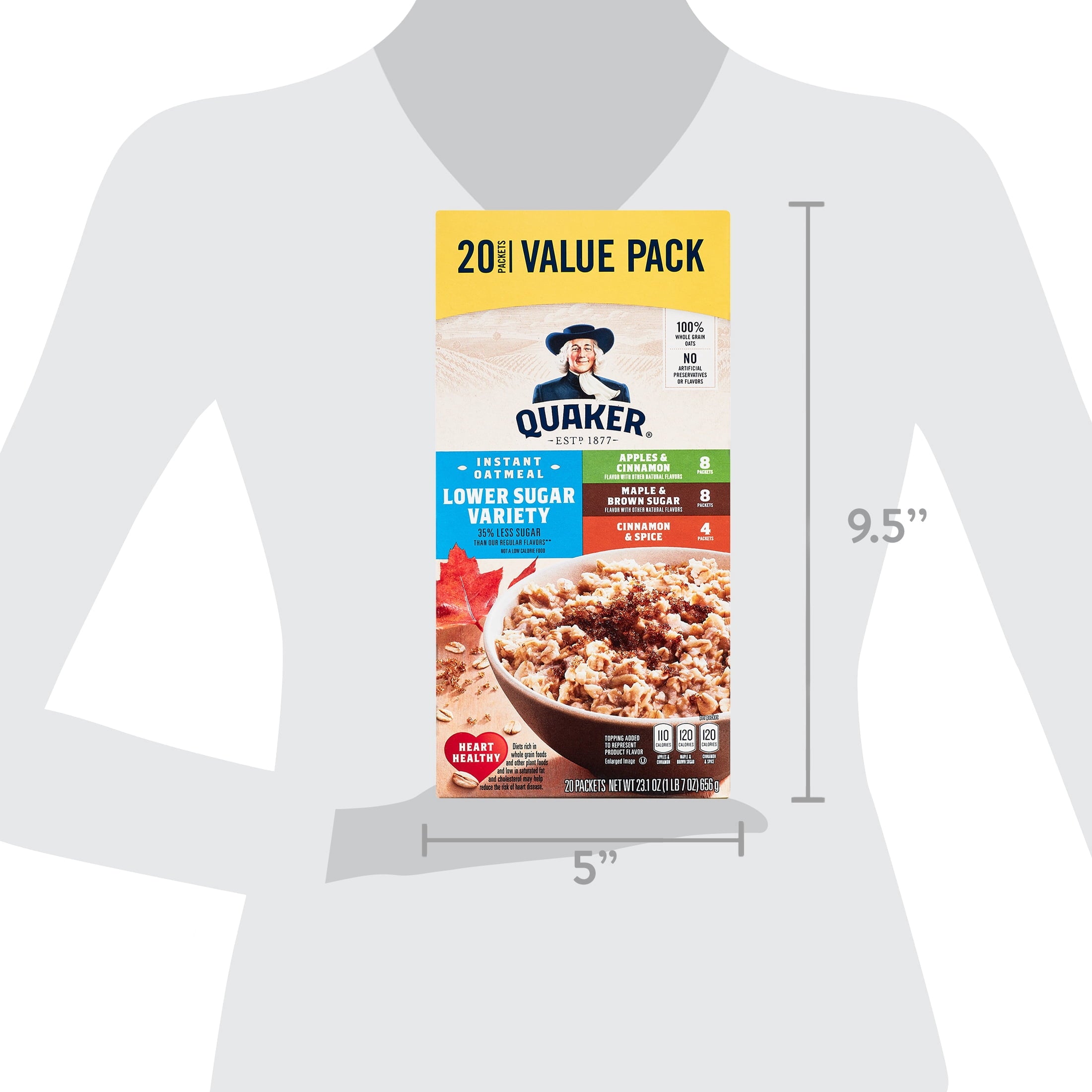 Quaker Instant Oatmeal, Lower Sugar Variety Pack, 1.16 oz, 20 Packets — grocery product, view 13
