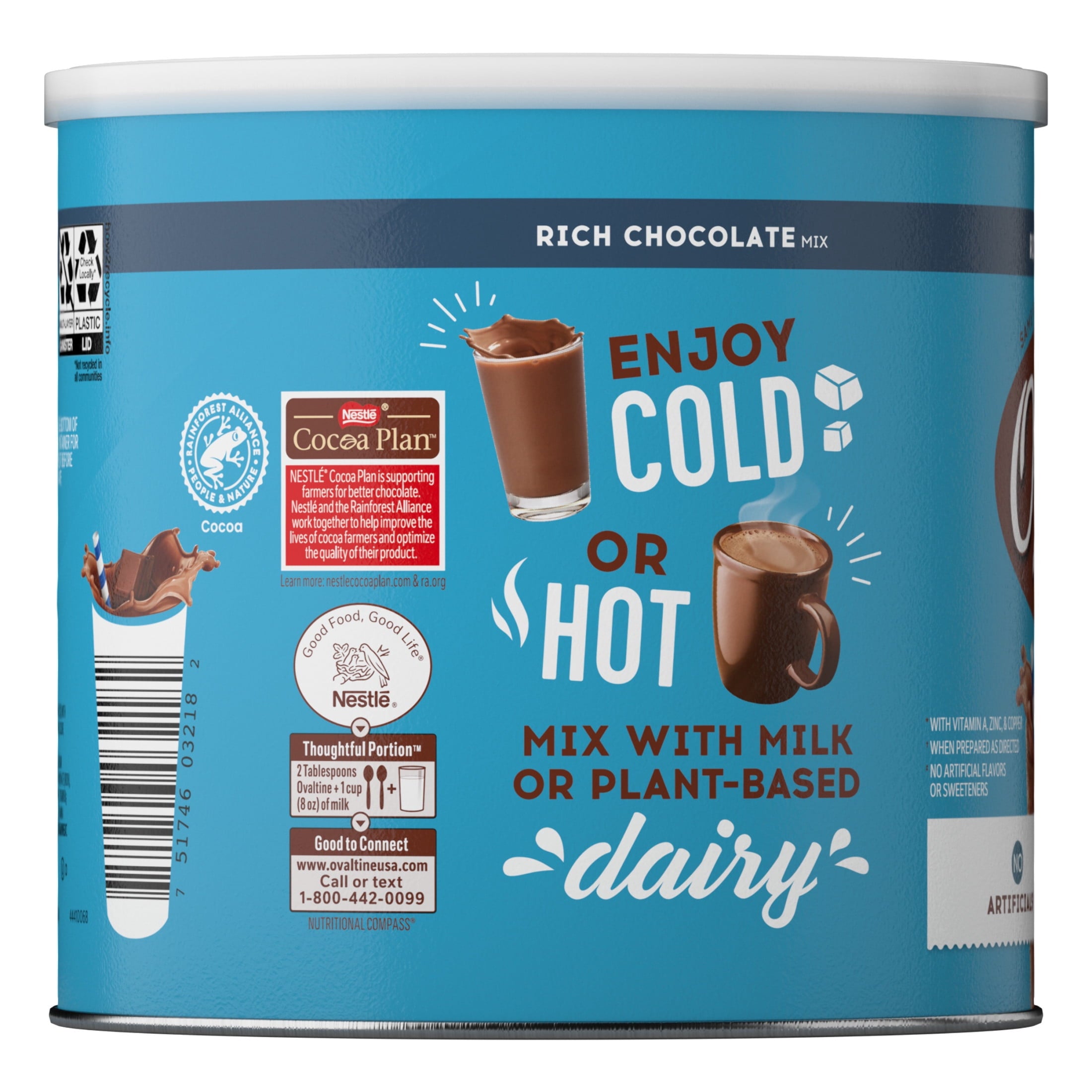 Ovaltine Rich Chocolate Powdered Stir In Drink Mix for Hot and Cold Milk, 18 oz — coffee and drinks product, view 4