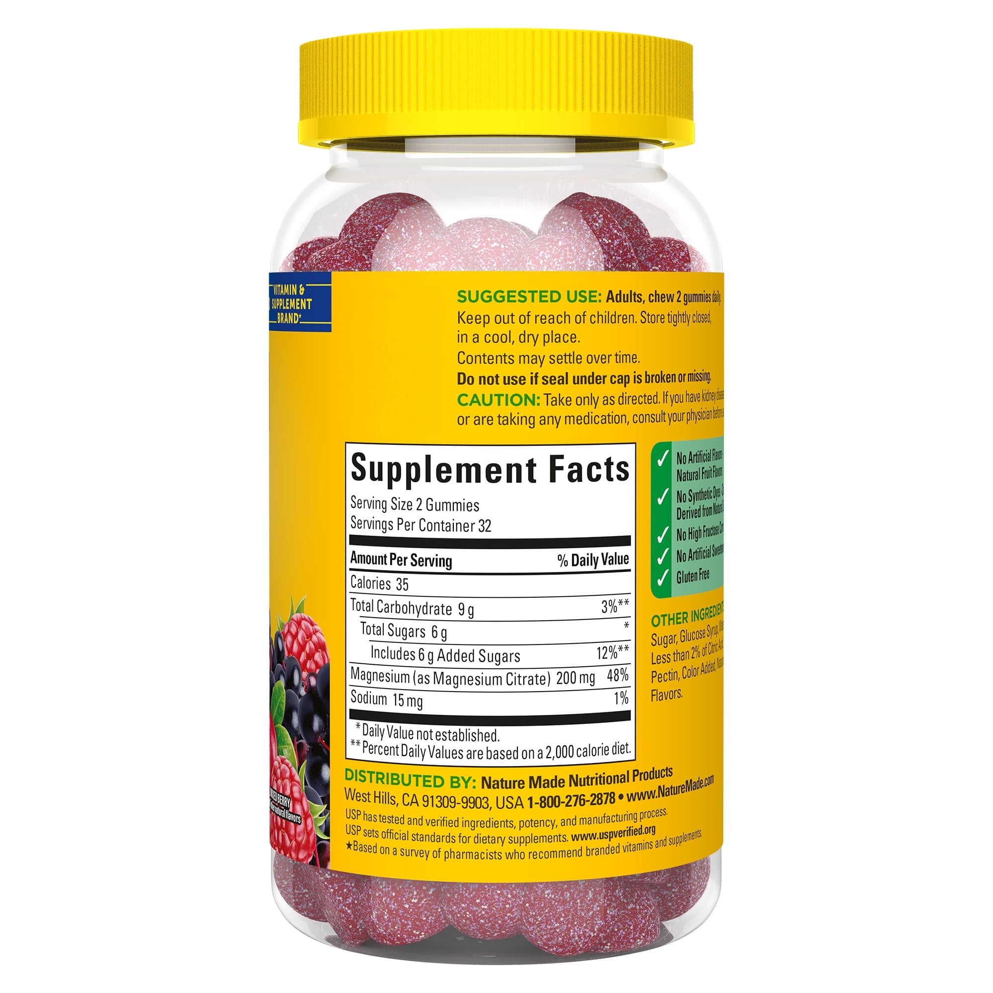 Nature Made High Absorption Magnesium Citrate 200 mg per Serving Gummies, 64 Count — supplement pack, view 9
