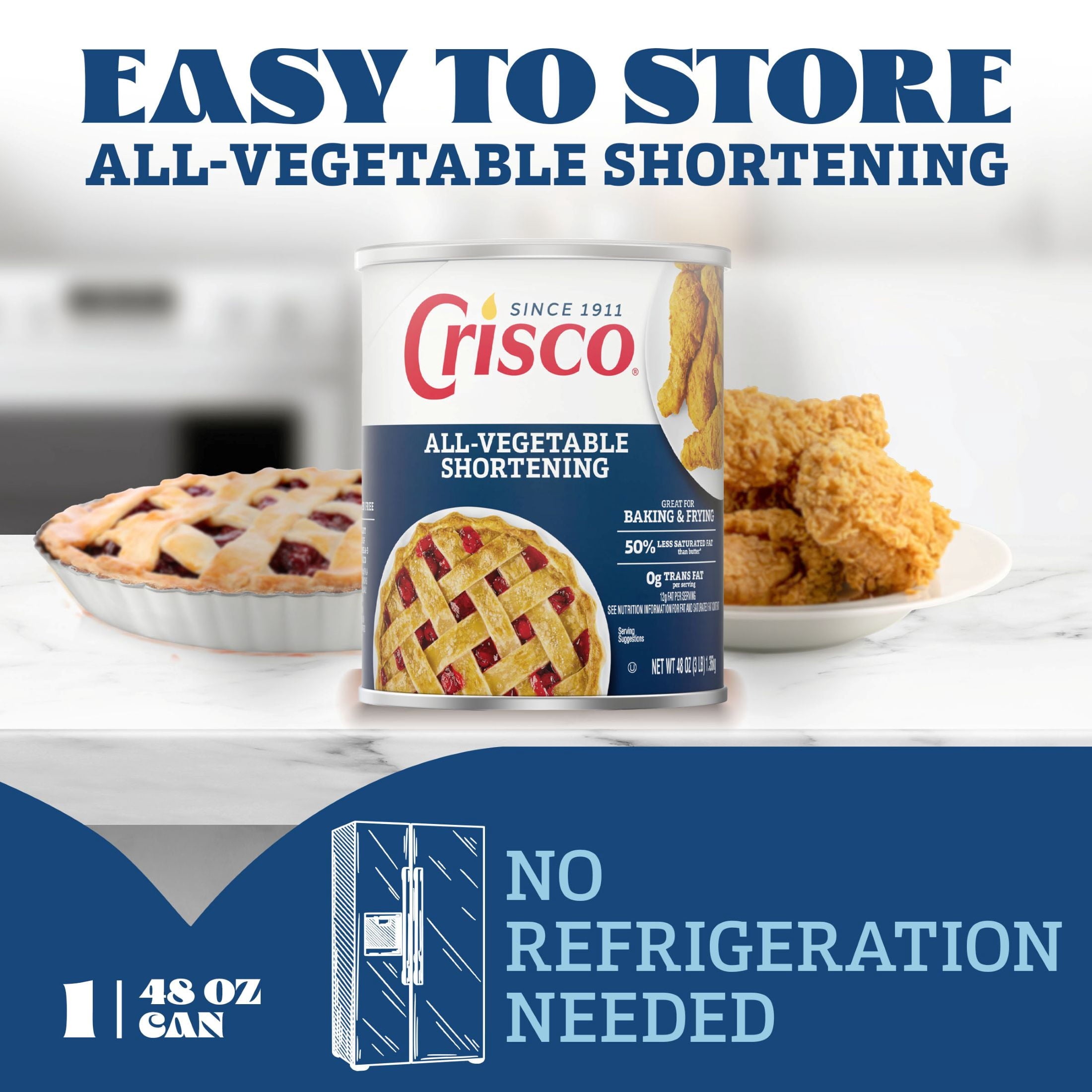 Crisco All-Vegetable Shortening, Gluten Free Shortening, 48 oz Resealable Can — grocery product, view 6