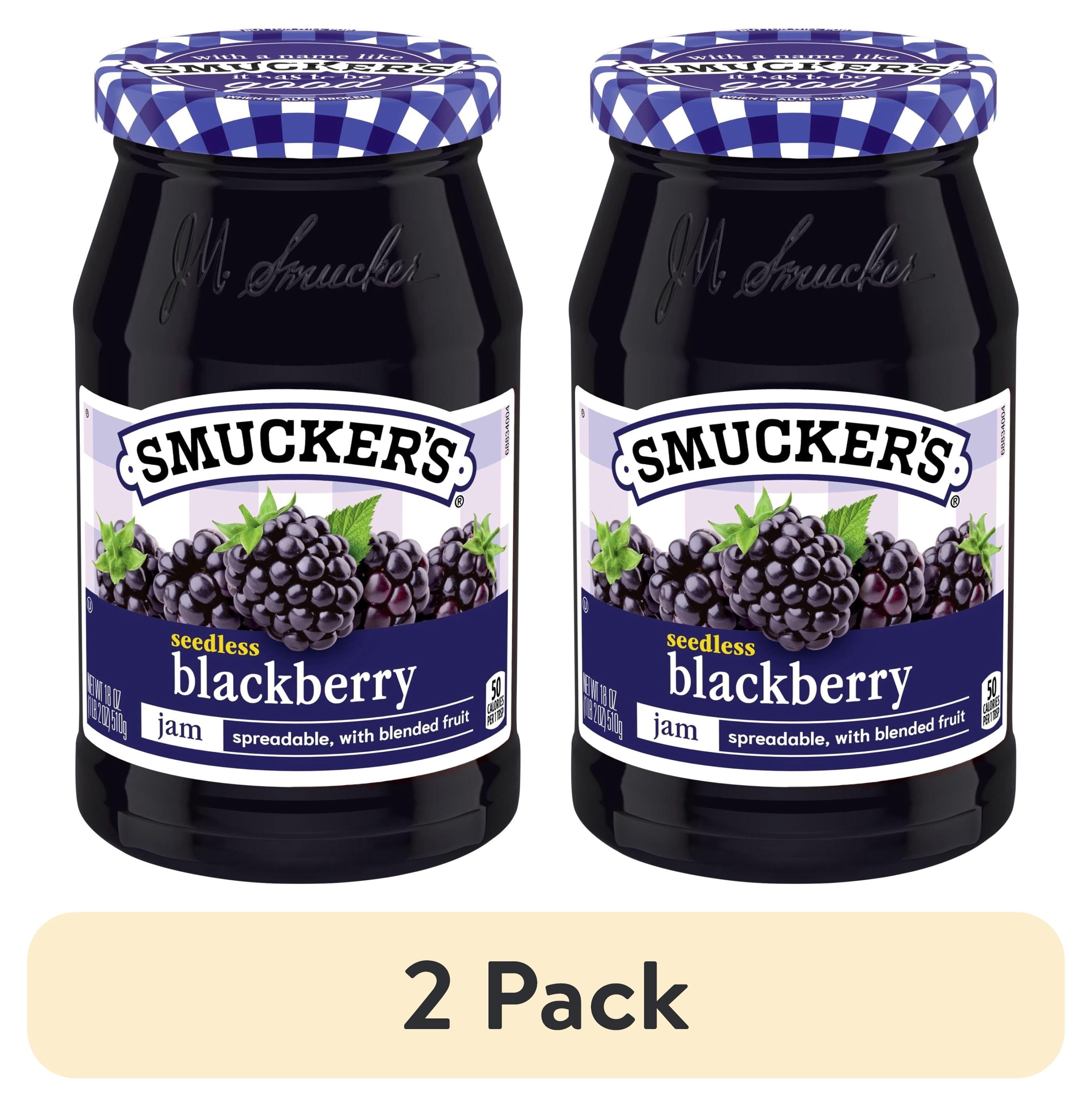 (2 pack) Smucker’s Seedless Blackberry Jam, 18 oz Jar — grocery product
