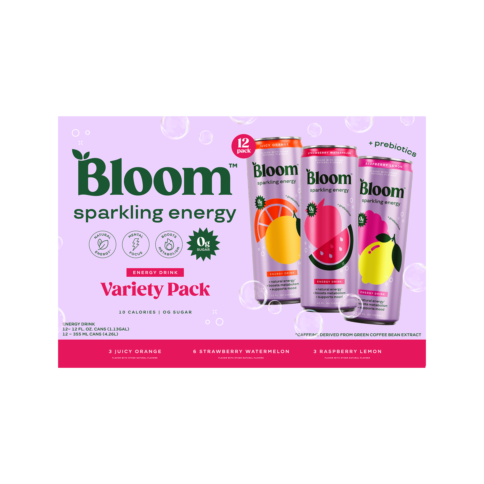 Bloom Nutrition Sparkling Energy Drink, Variety, 12 fl oz Cans, 12 Pack — coffee and drinks product, view 12