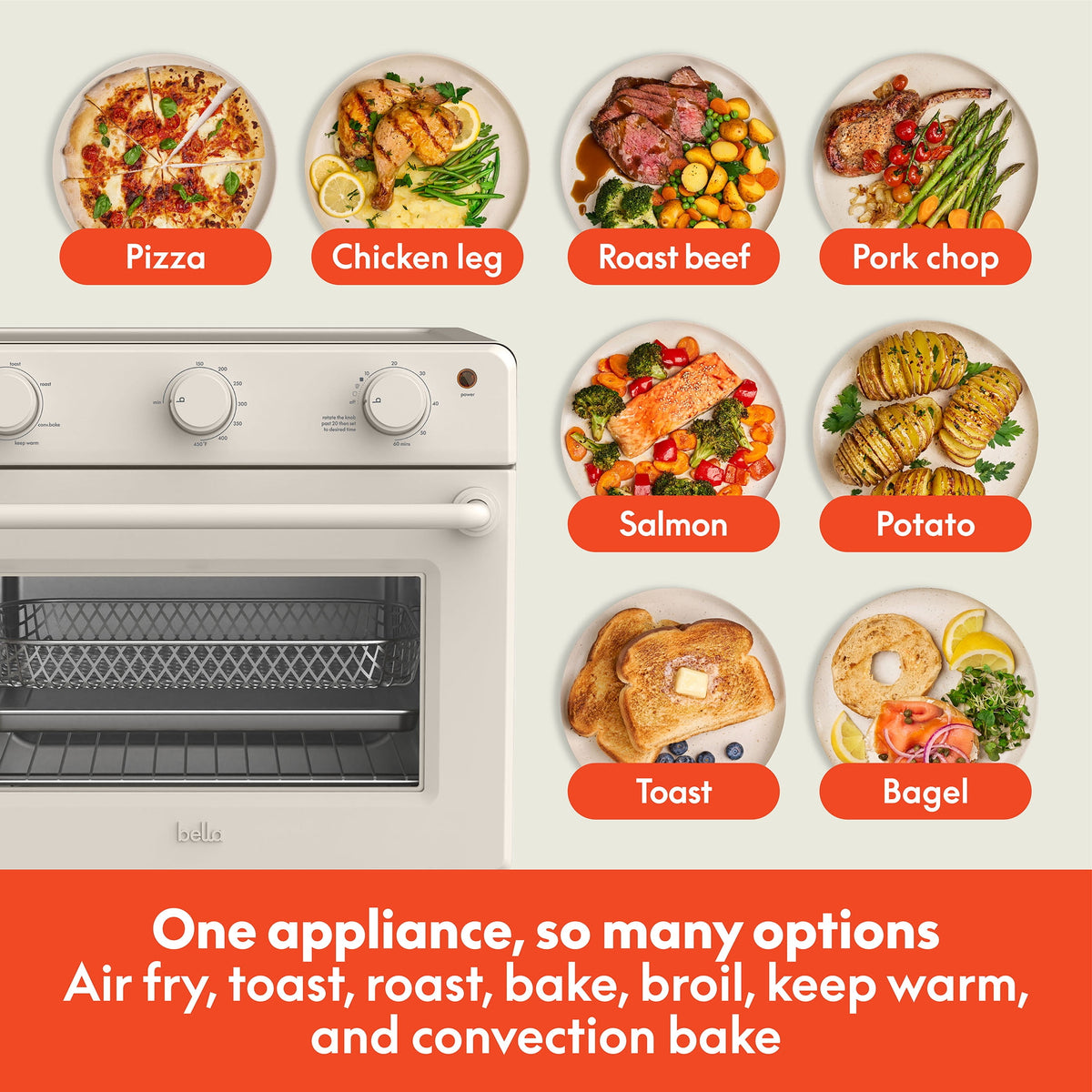 bella 6-Slice Air Fry Toaster Oven with 7 Preset Cooking Options and EverGood™ Nonstick Coated Trays - image 5 of 6