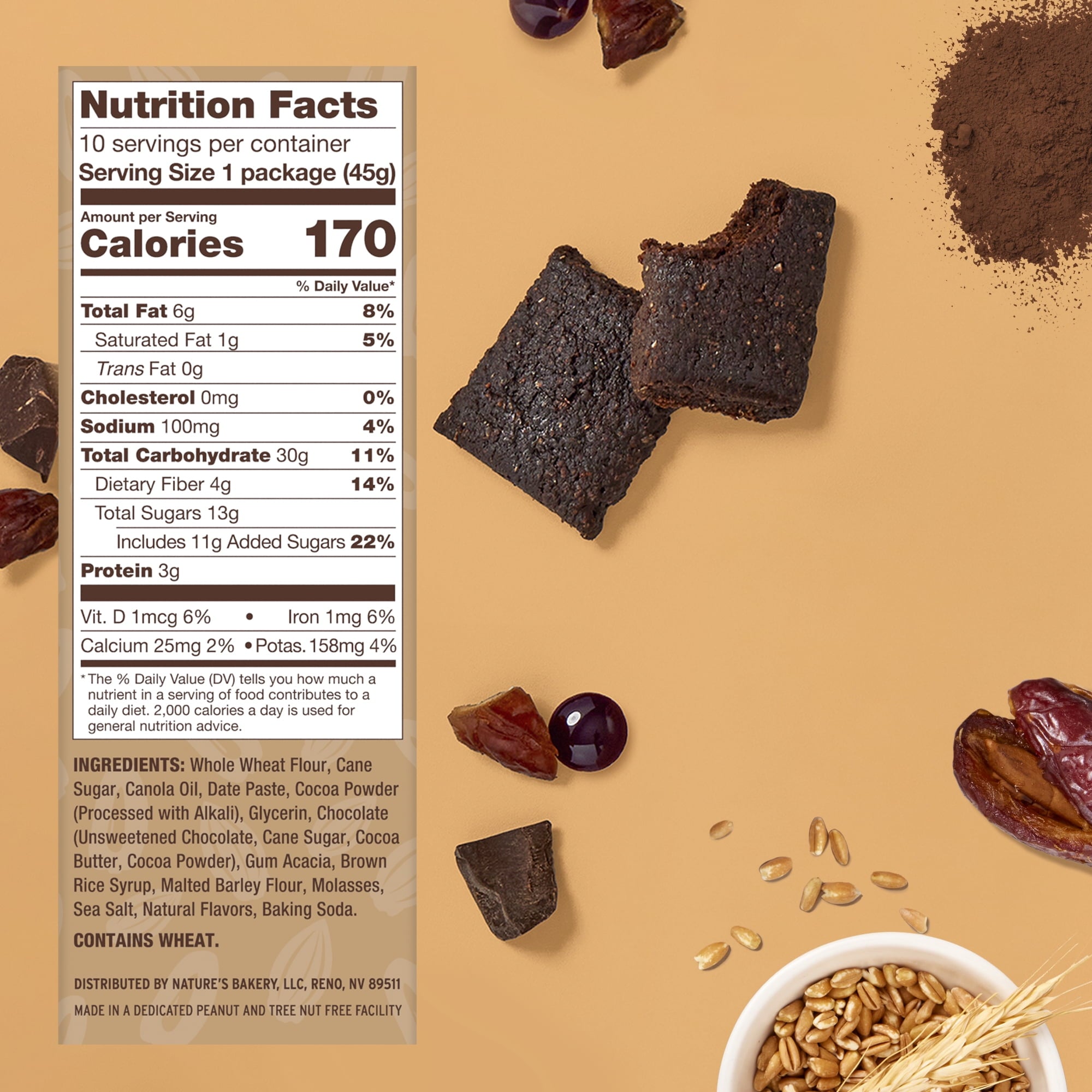 Nature's Bakery Double Chocolate Brownie, 10 Count, 1.59 oz Twin packs — grocery product, view 4