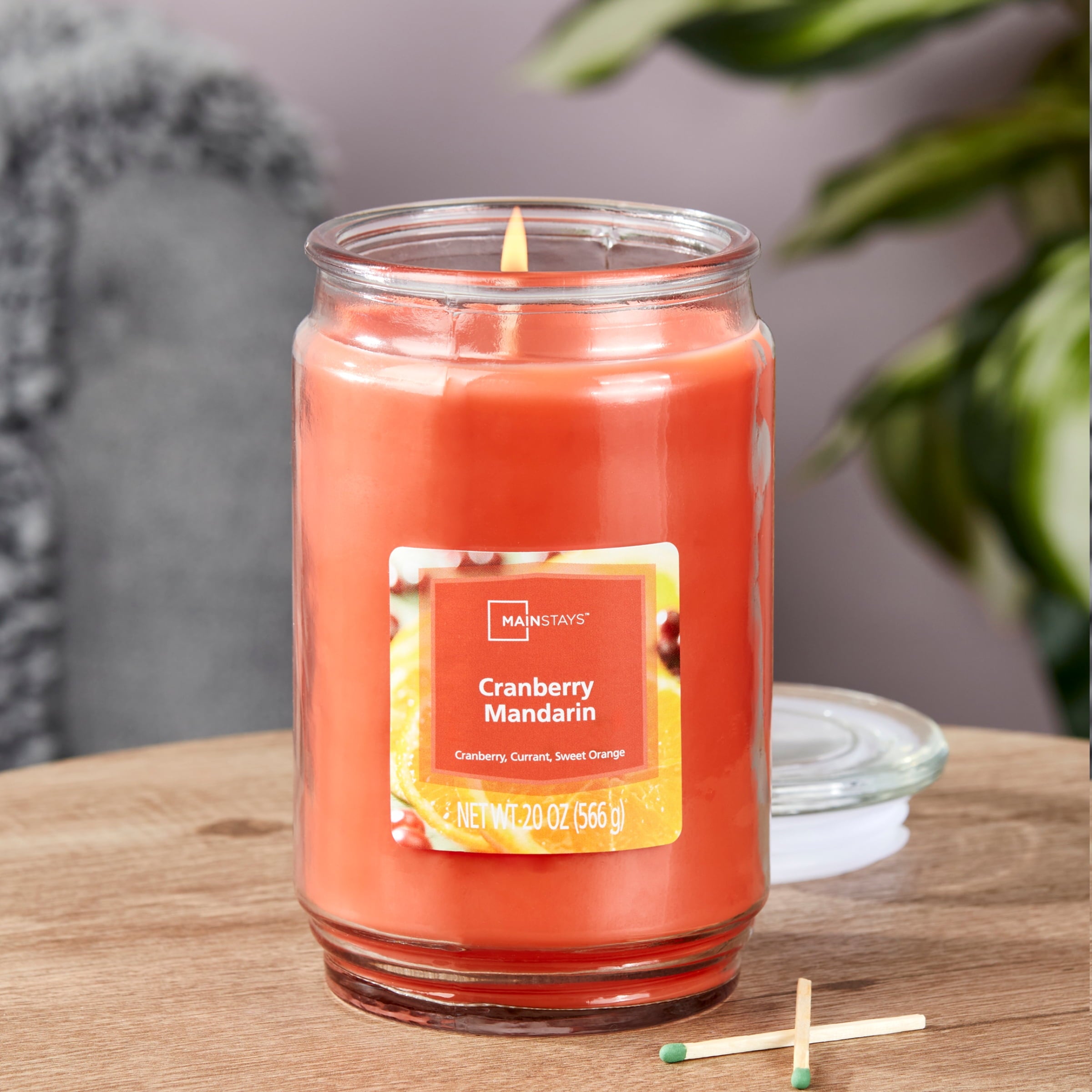 Mainstays Cranberry Mandarin Scented Single-Wick Candle, 20oz Glass Jar — home and garden product, view 3