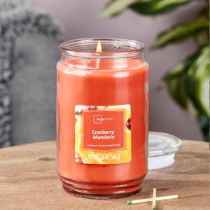 Mainstays Cranberry Mandarin Scented Single-Wick Candle, 20oz Glass Jar — home and garden product, view 3