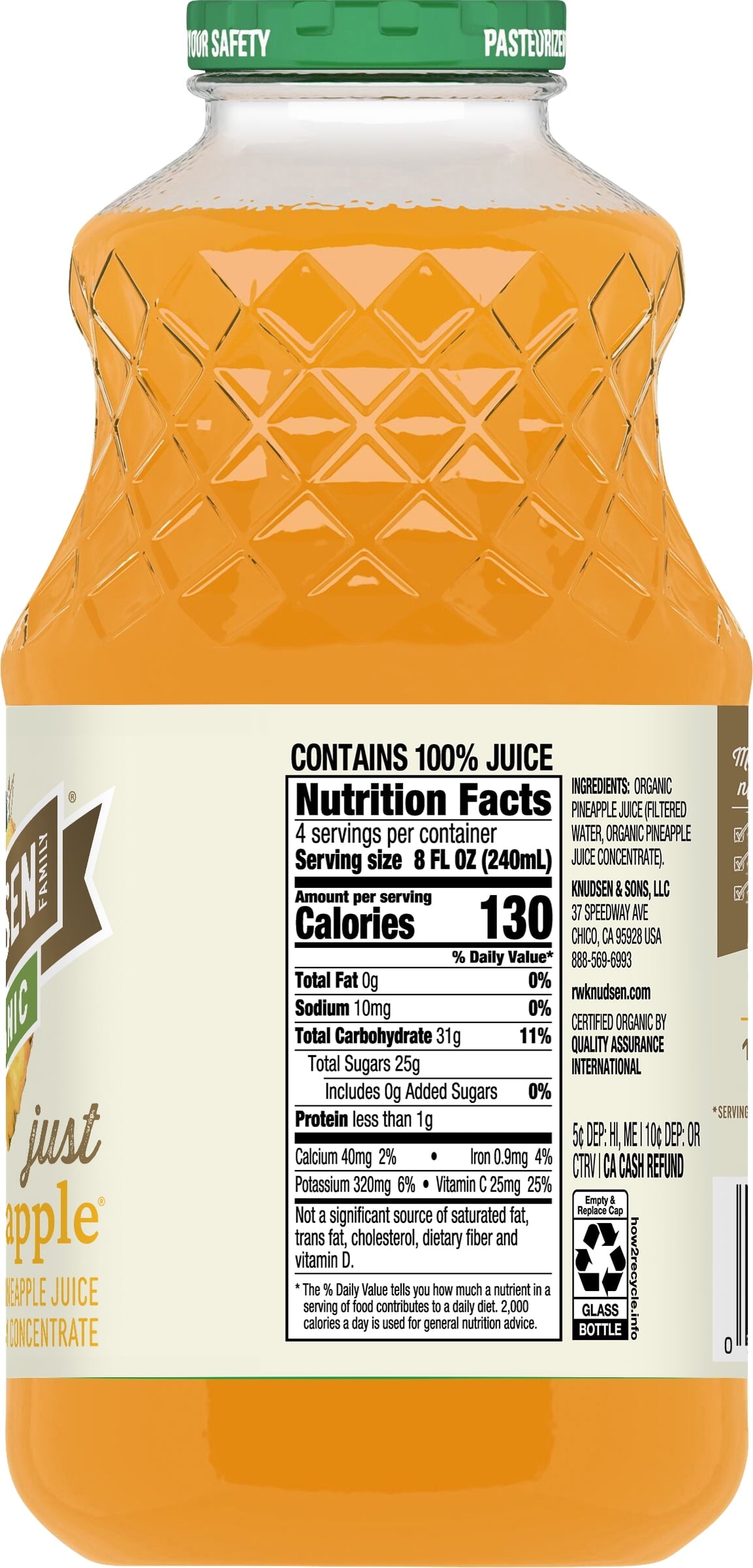 R.W. Knudsen Family Organic Juice Pineapple, 32.0 FL OZ — coffee and drinks product, view 6