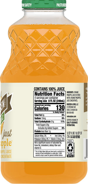 R.W. Knudsen Family Organic Juice Pineapple, 32.0 FL OZ — coffee and drinks product, view 6