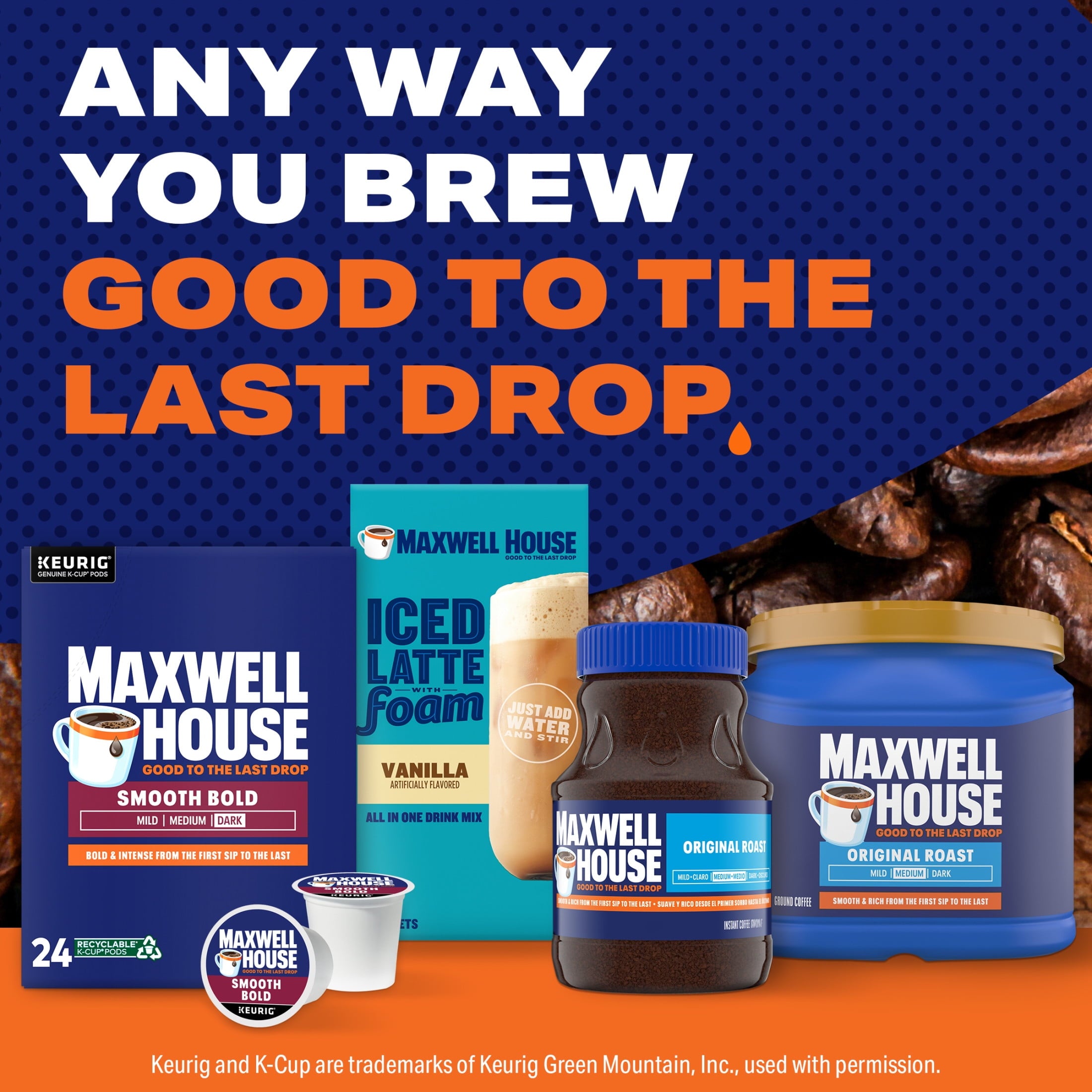 Maxwell House Smooth Bold Roast Coffee K-Cup Pods, 24 ct Box — coffee and drinks product, view 10