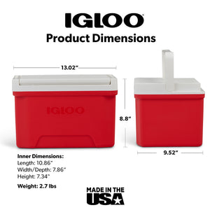 Igloo Small Cooler, 9 Quart Laguna Ice Chest, 13 Can Capacity, Red — sports and outdoor product, view 7