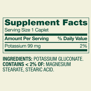 Spring Valley Potassium Dietary Supplement Caplets for Heart Health, 99 mg, 500 Count Value Size — supplement pack, view 2