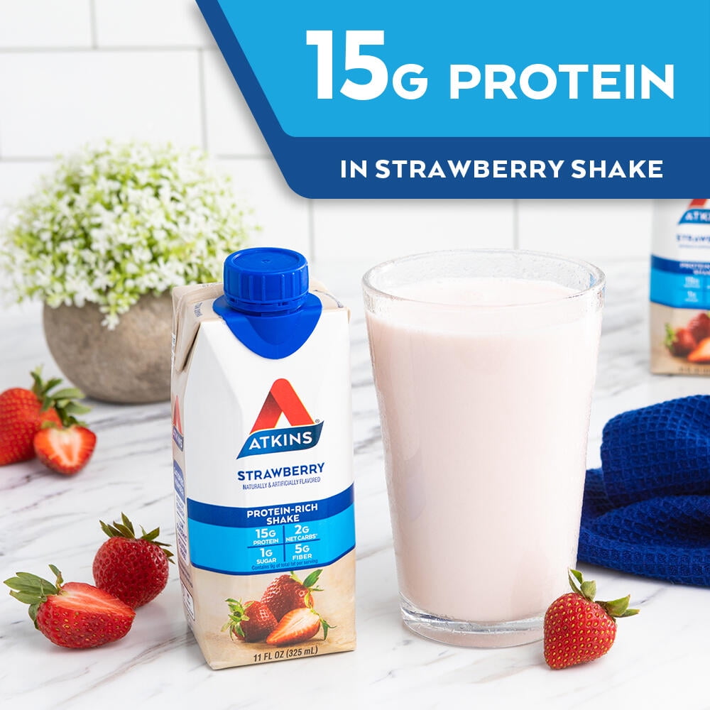 Atkins Protein Shake, Strawberry, Keto Friendly, 15g of Protein, 12 Ct (Ready to Drink) — sports nutrition product, view 5