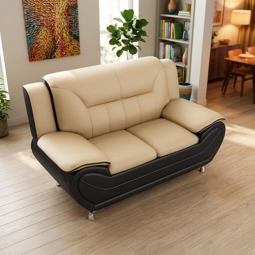 Wakefit 61"W Modern Faux Leather Loveseat,Upholstered 2-Seater Sofa Couch with Stainless Steel Legs - image 6 of 6