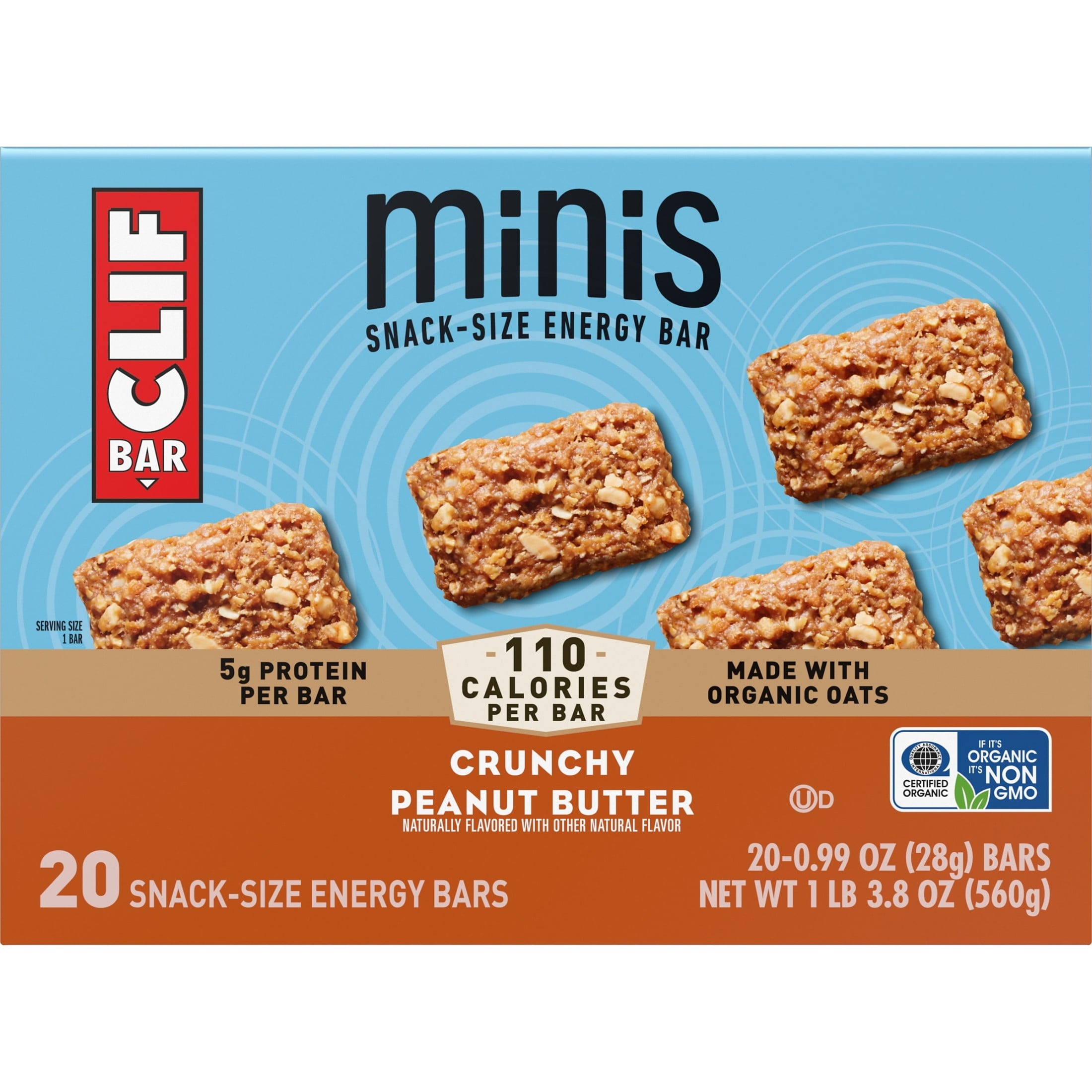 CLIF BAR Minis Crunchy Peanut Butter Flavor Snack-Size Energy Bars, 20ct — grocery product, view 12