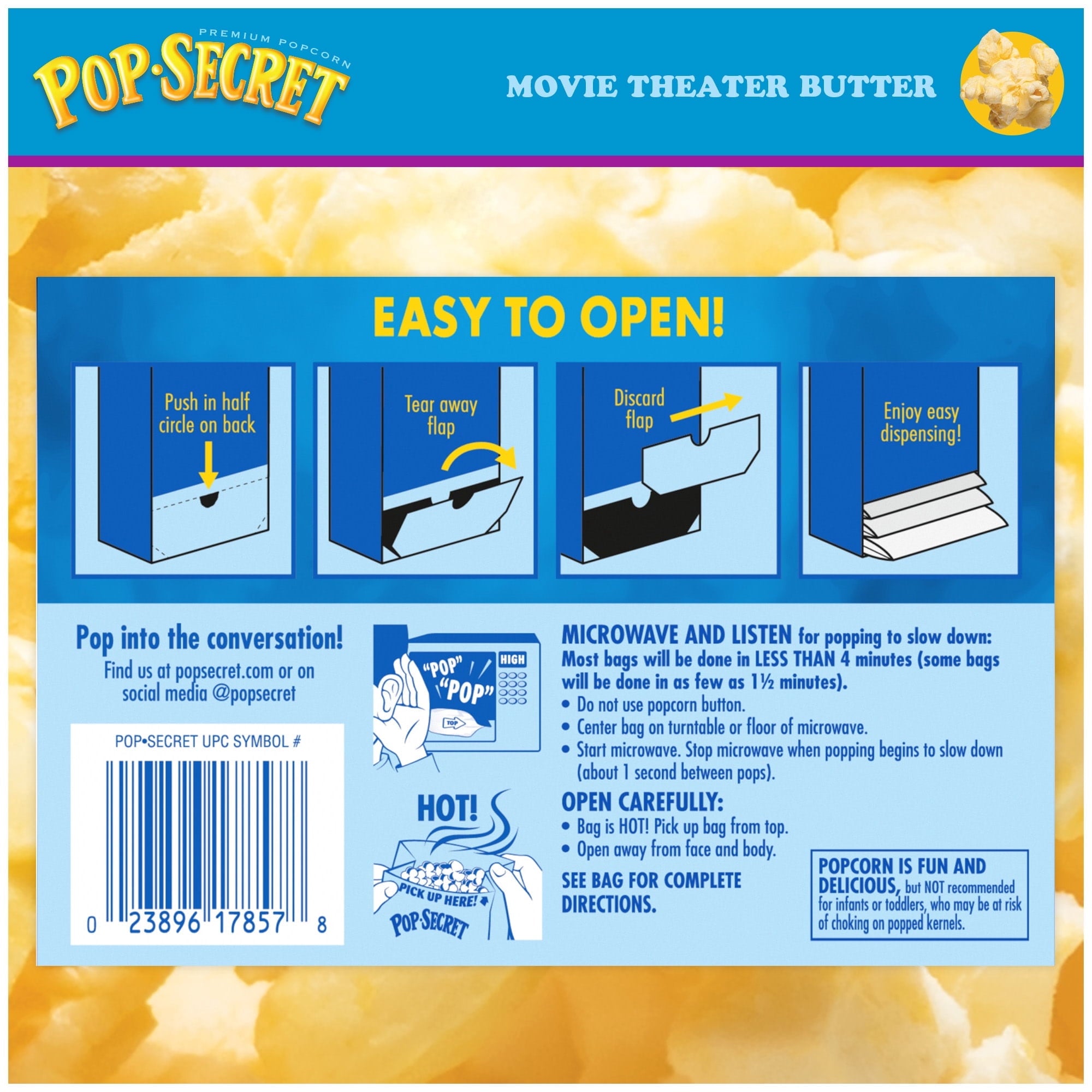 Pop Secret Microwave Popcorn, Movie Theater Butter Flavor, 3 oz Sharing Bags, 18 Ct — grocery product, view 7