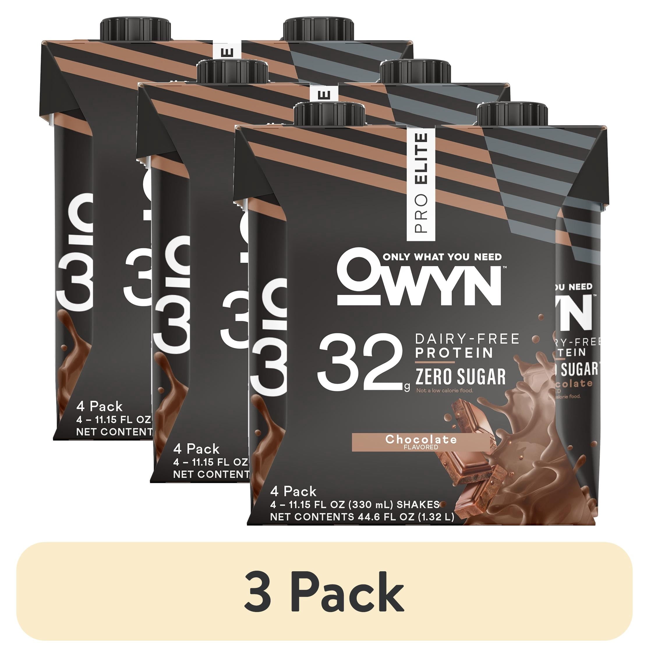 (3 pack) OWYN 32g Pro Elite Chocolate Flavored Protein Shake - 11.15 fl oz, 4 Count — sports nutrition product