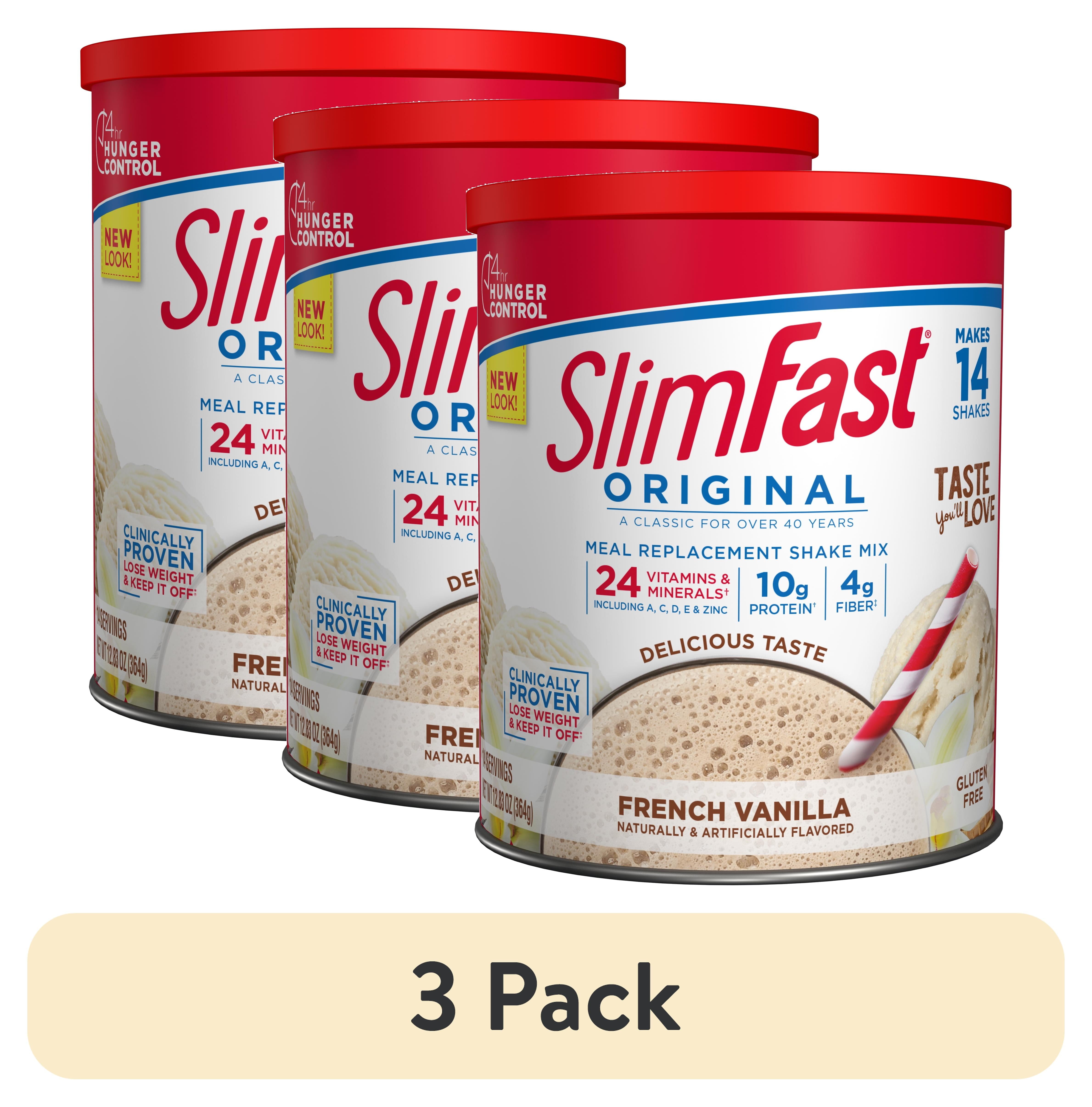 (3 pack) SlimFast Original Meal Replacement Shake Powder, French Vanilla, 12.83 oz, 14 Servings — sports nutrition product