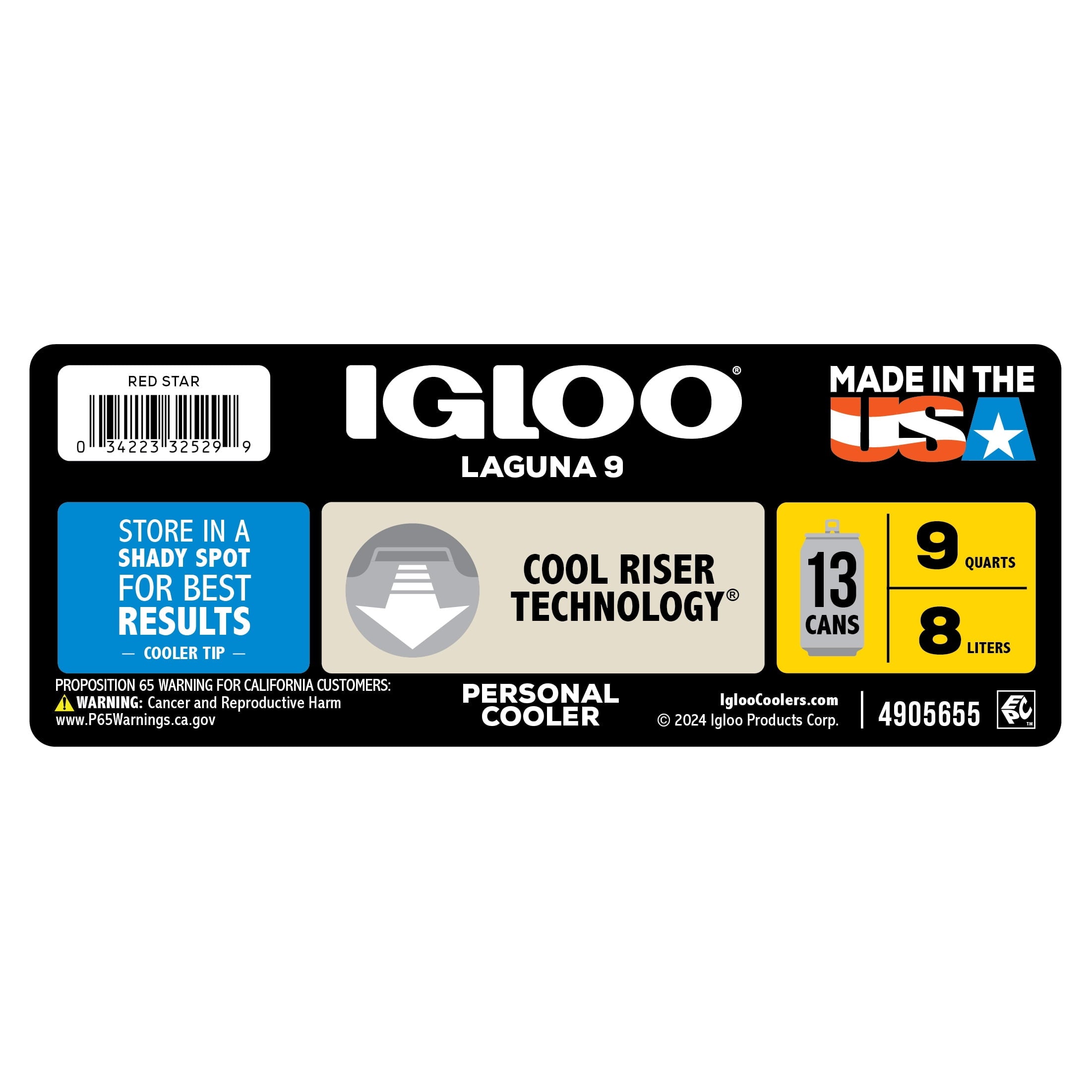 Igloo Small Cooler, 9 Quart Laguna Ice Chest, 13 Can Capacity, Red — sports and outdoor product, view 5