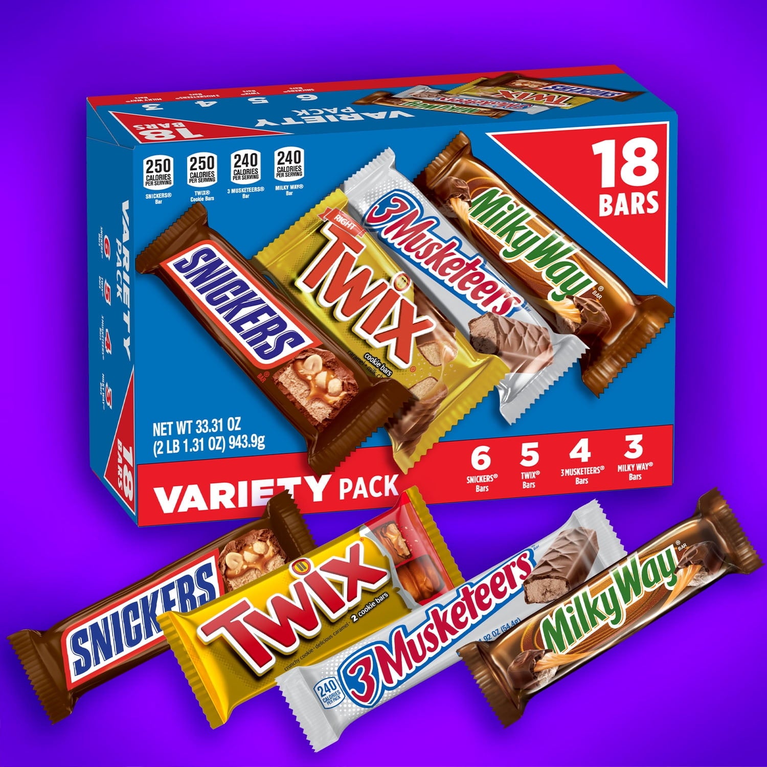 Mars Snickers, Twix, Milky Way & More Assorted Milk Chocolate Candy Bars - 18 Bars — grocery product, view 2