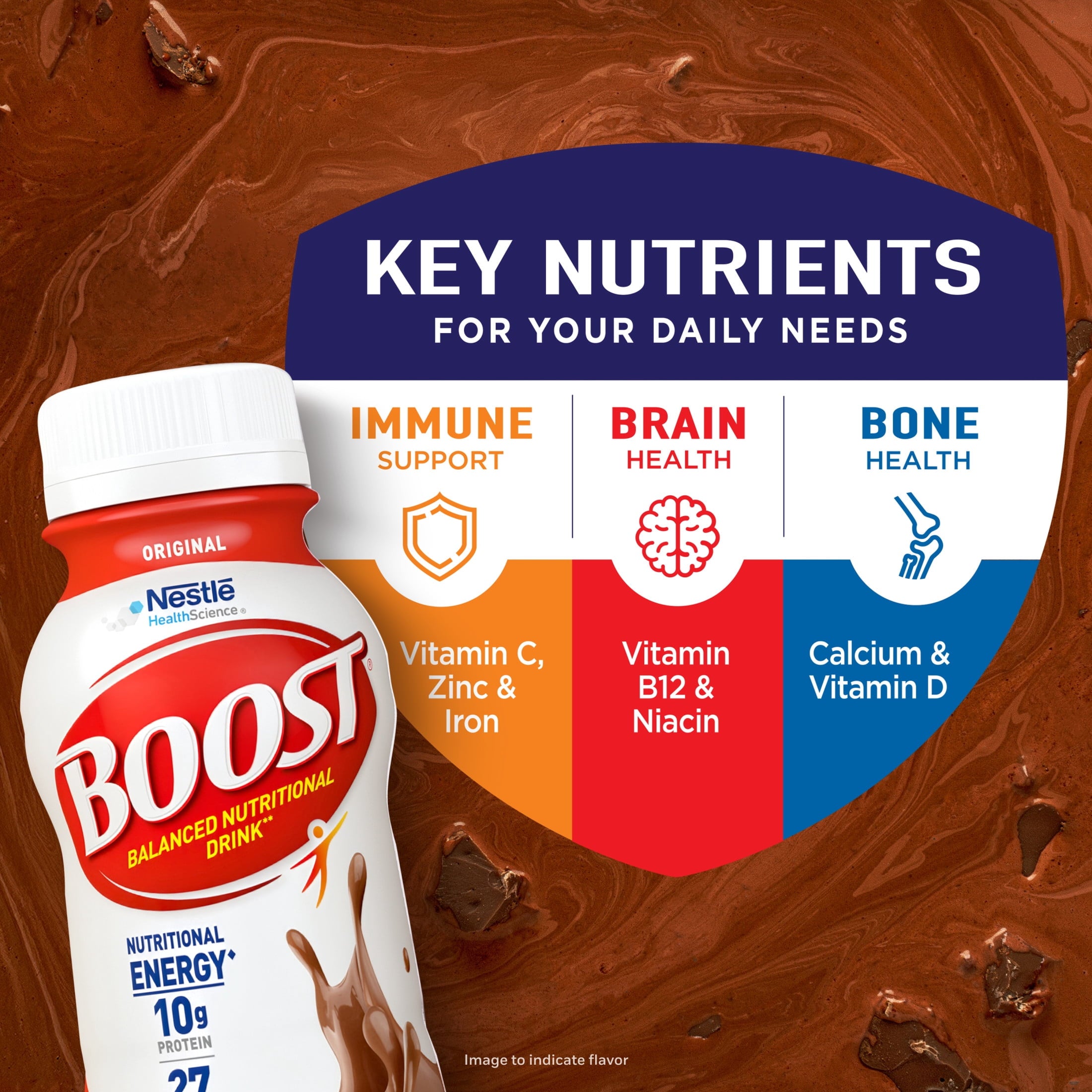 BOOST Original Balanced Nutritional Drink Protein Shakes, Rich Chocolate, 8 fl oz, 24 Pack — sports nutrition product, view 3