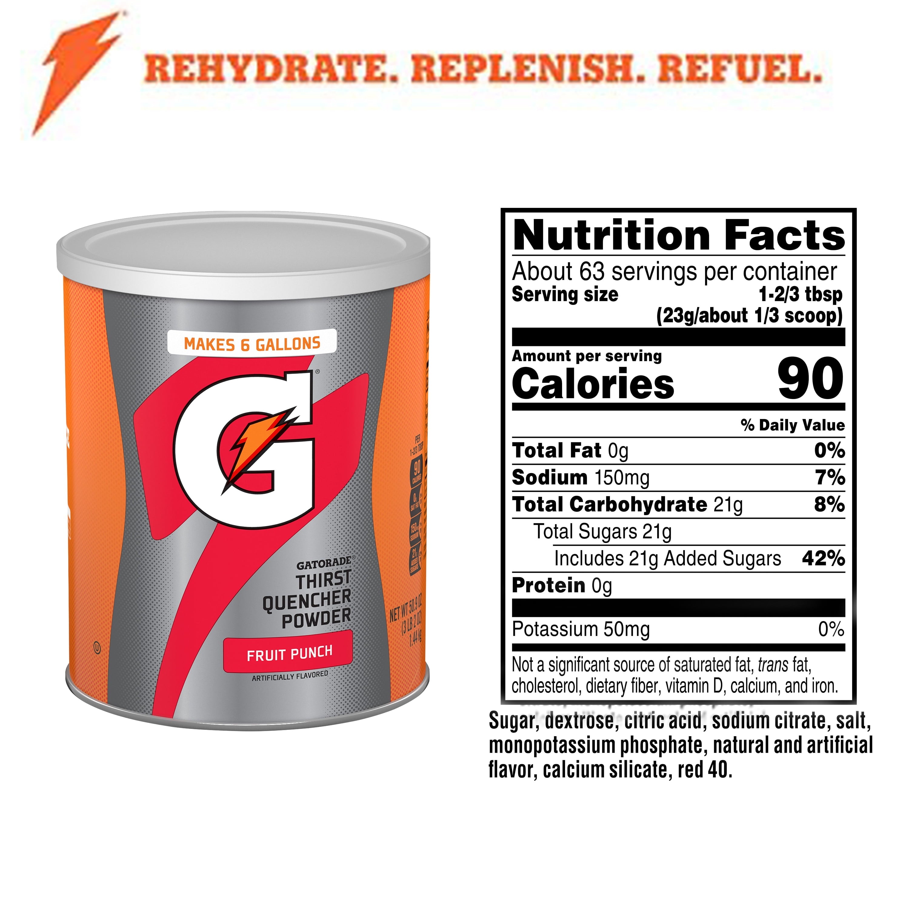 Gatorade Thirst Quencher Fruit Punch, Powdered Energy Drink Mix, 50.9 oz, 1 Count — coffee and drinks product, view 2
