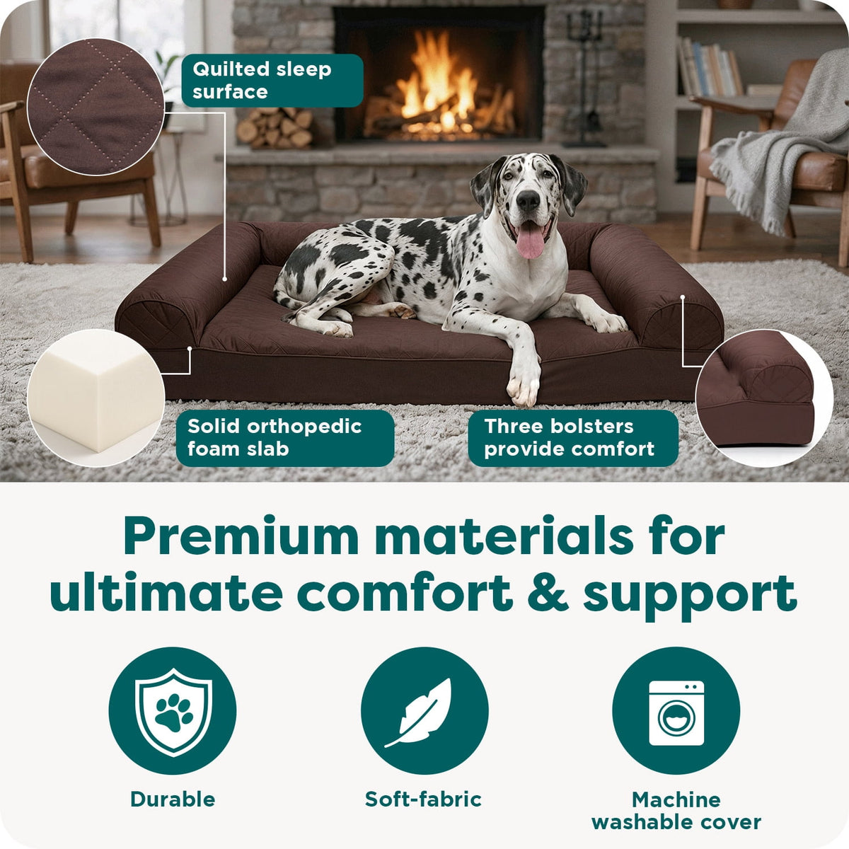 FurHaven Classic Sofa Orthopedic Dog Bed For Large Dogs - image 5 of 6