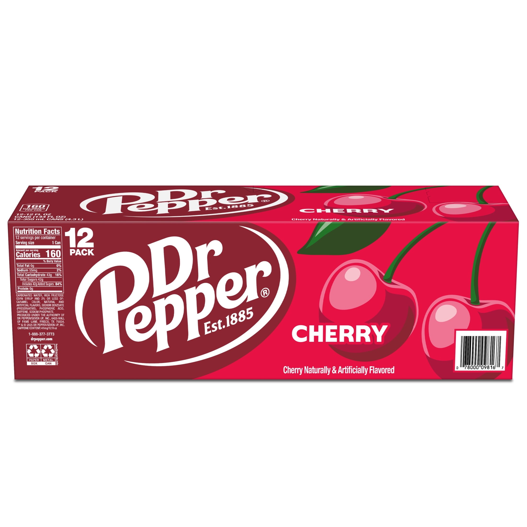 Dr Pepper Cherry Soda Pop, 12 fl oz, 12 Pack Cans — coffee and drinks product, view 8