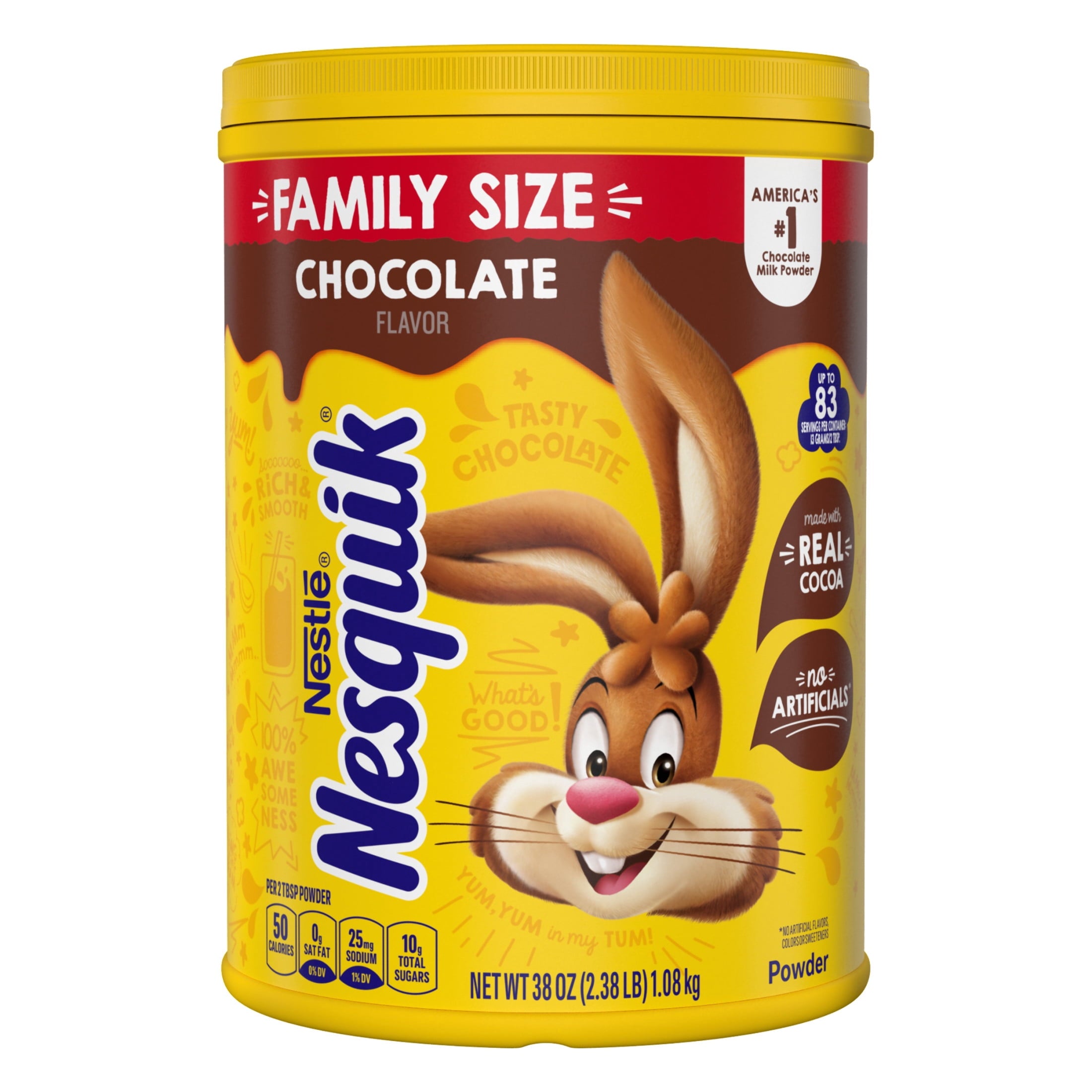 Nestle Nesquik Chocolate Flavor Powder Stir In Drink Mix Canister, 38 oz Canister — coffee and drinks product, view 9
