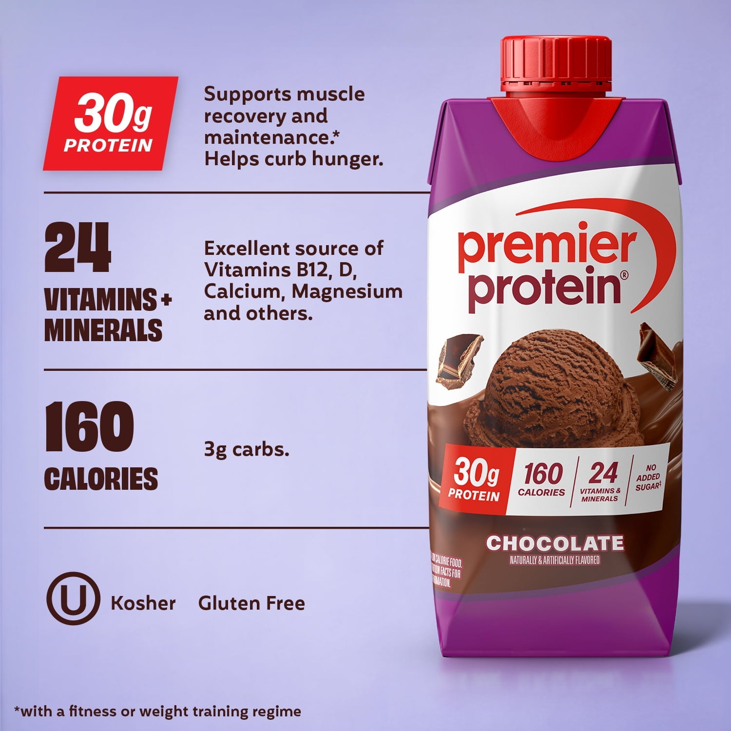 Premier Protein Shake, Chocolate, 30g Protein, 11 Fl Oz, 12 Ct — sports nutrition product, view 3