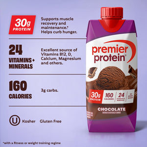 Premier Protein Shake, Chocolate, 30g Protein, 11 Fl Oz, 12 Ct — sports nutrition product, view 3