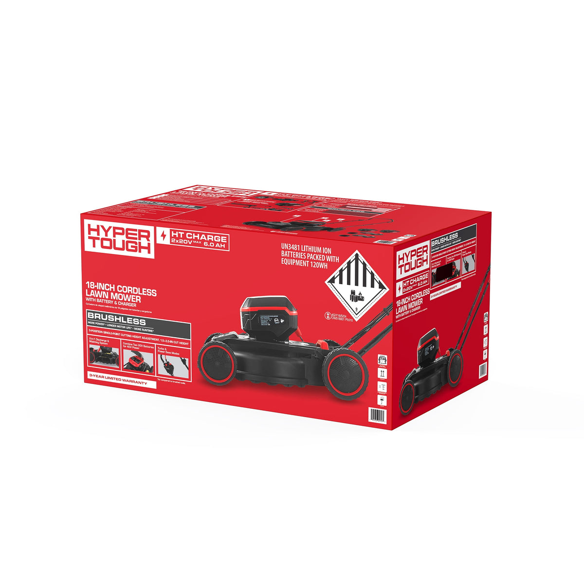 Hyper Tough 2X20V 18-inch Side-Discharge Lawn Mower - image 2 of 6