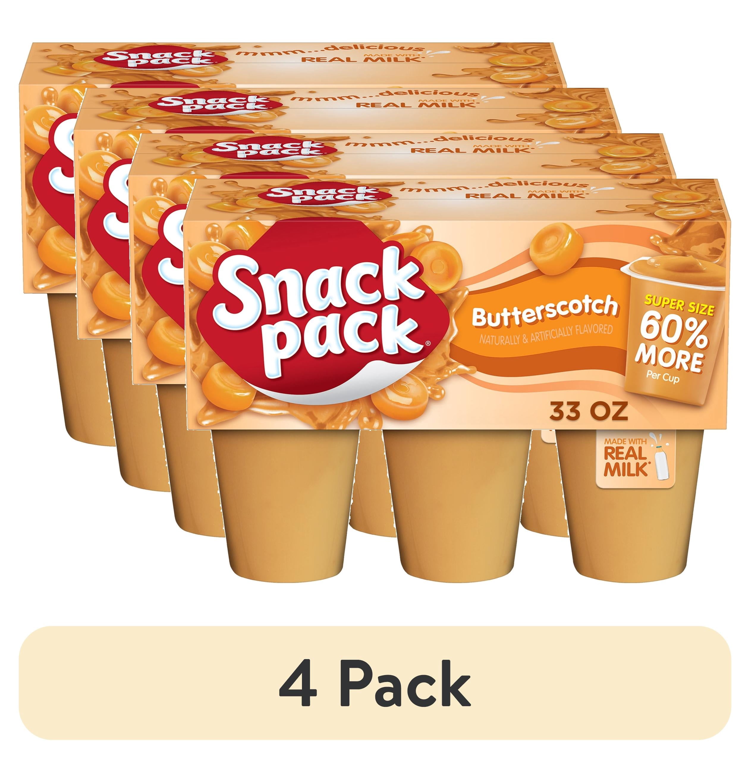 (4 pack) Snack Pack Super Size Butterscotch Pudding, 5.5 oz Pudding Cups, 6 Count — grocery product