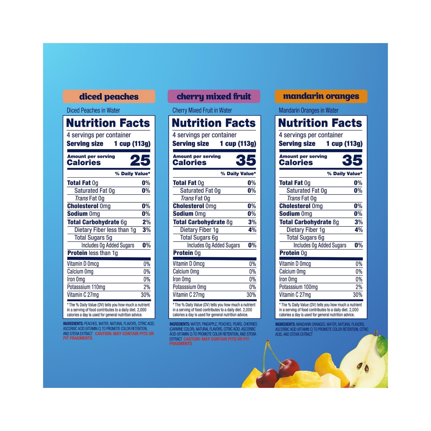 Dole Fruit Bowls No Sugar Added Variety Pack, 4 oz Cups (12 Pack) — grocery product, view 3