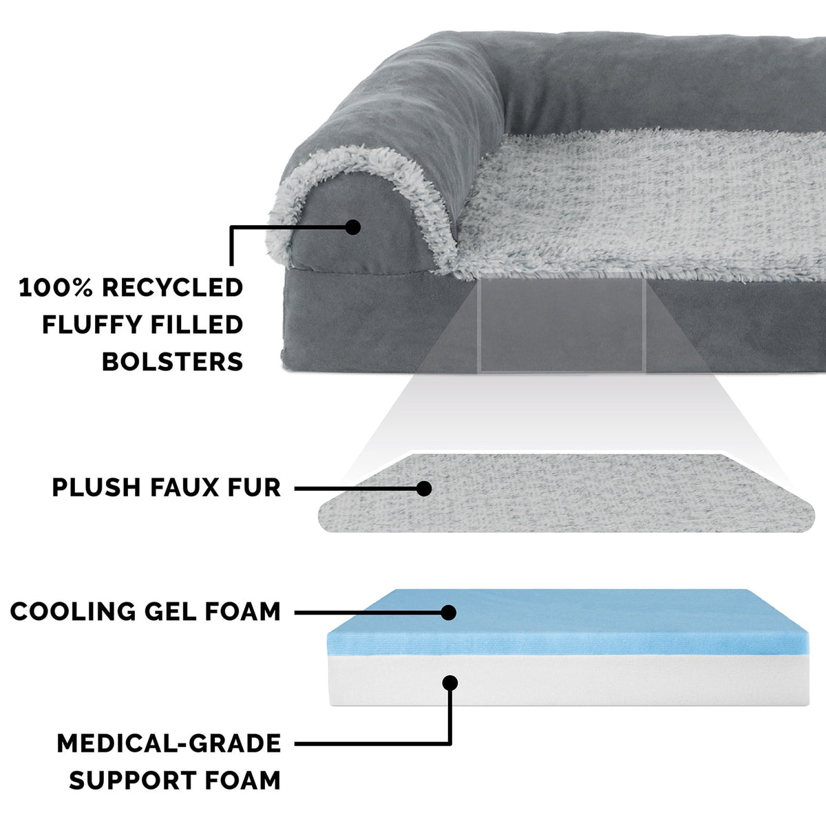 FurHaven Faux Fur & Suede Cooling Gel-Top Deluxe Chaise Bed - image 2 of 6