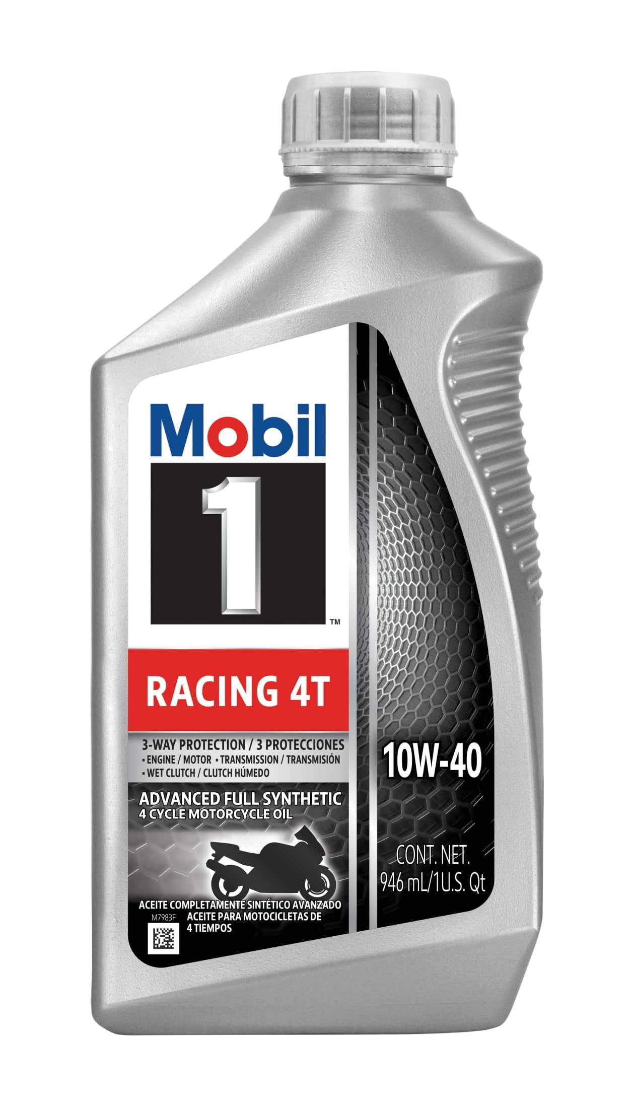 (3 pack) Mobil 1 Racing 4T Full Synthetic Motorcycle Oil 10W-40, 1 Quart — automotive product, view 2
