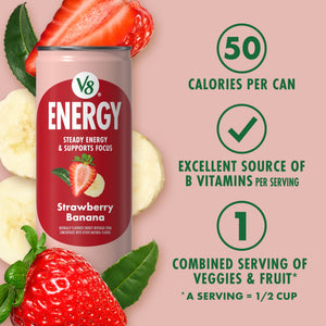 (4 pack) V8 Energy Strawberry Banana Juice Energy Drink, 8 fl oz Can (24 Pack) — coffee and drinks product, view 4