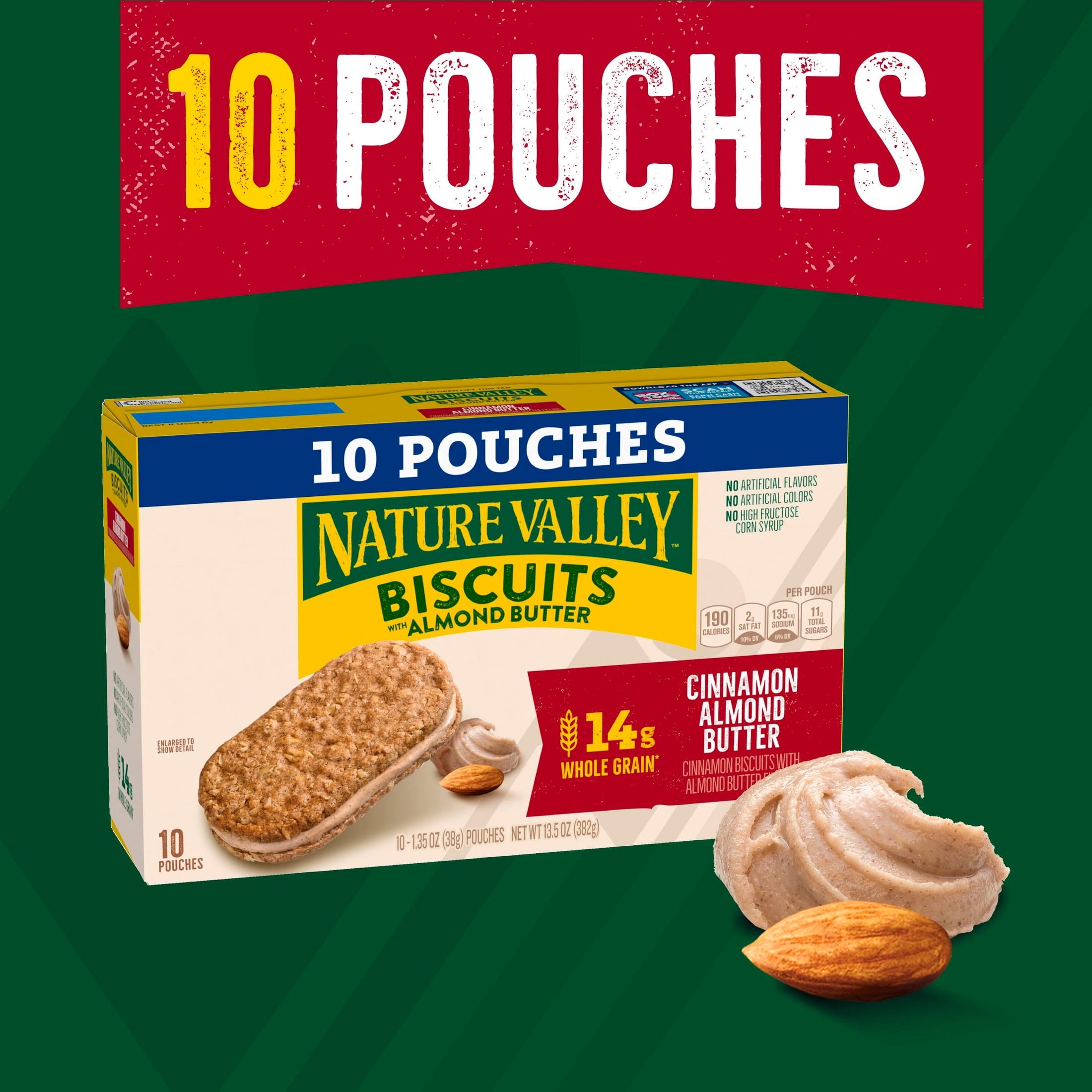 Nature Valley Biscuit Sandwiches, Cinnamon Almond Butter, 10 Bars, 13.5 oz — grocery product, view 2