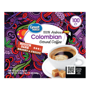 Great Value 100% Arabica Colombian Medium Dark Roast Ground Coffee Pods, 33.1 oz — coffee and drinks product, view 5